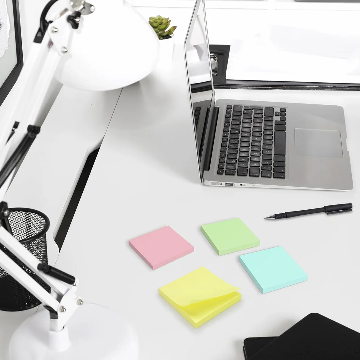 WAYTEX 400 Notes Autocollantes Repositionnables Lot de 4 Blocs 100 Sticky Notes 75 x 75 mm 4 Couleurs Pastel