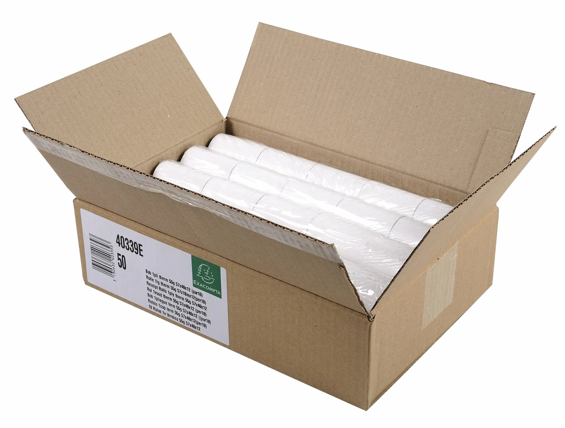 Exacompta Bobines pour tickets carte bancaire 57x40 mm thermique 55g/m² 18 m Blanc