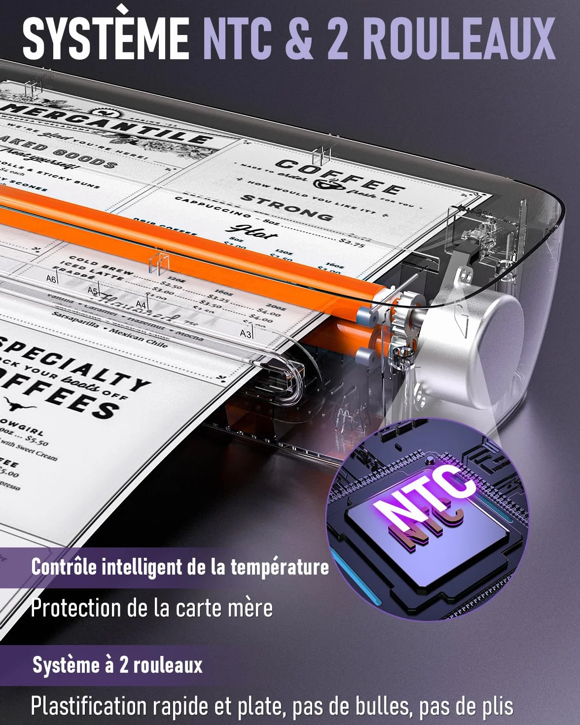 Plastifieuse A3 Thermique et Froid 9 en 1 avec 30 Pochettes, Massicot et Arrondisseur pour Bureau École