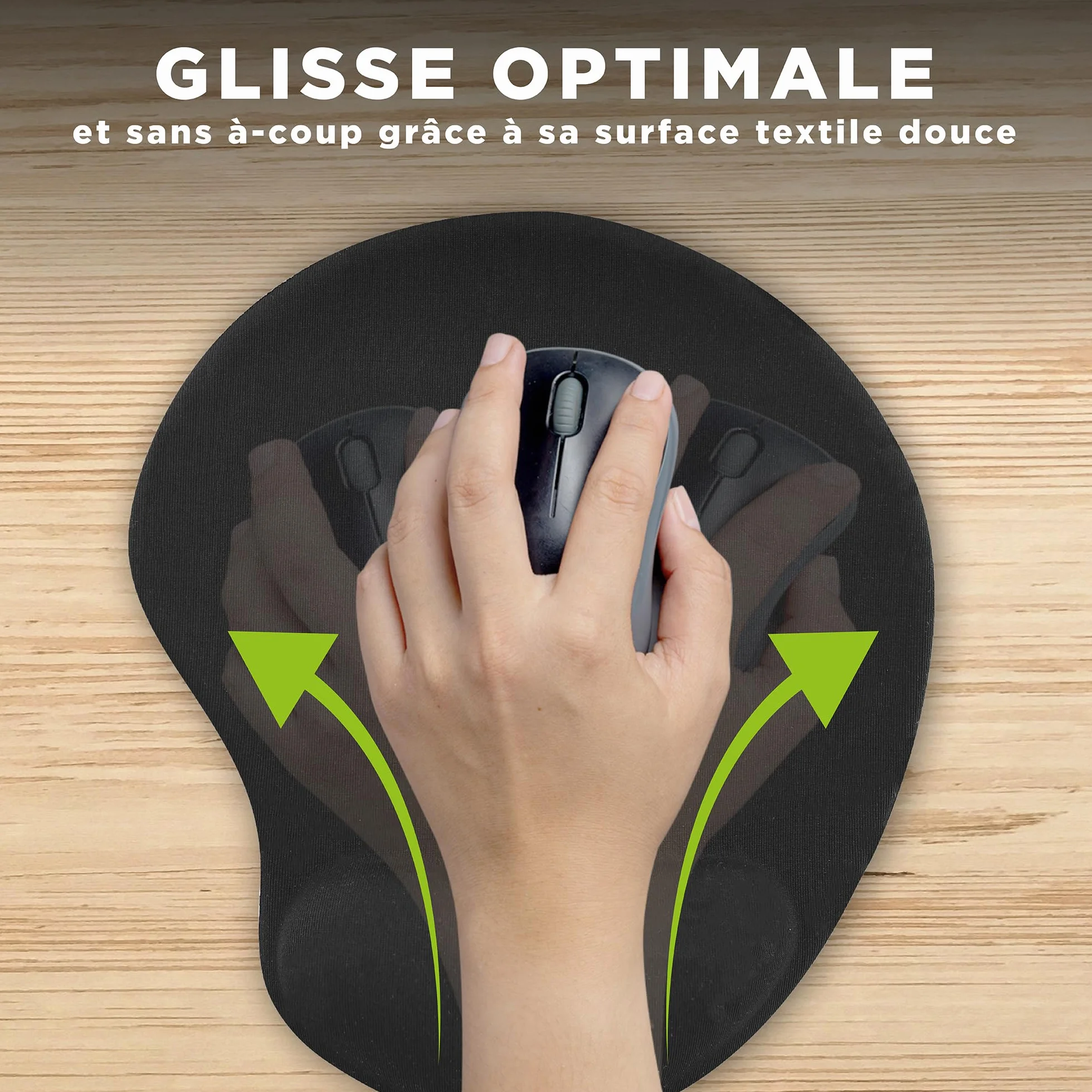 T'nB Ergo Design Tapis de souris repose-poignets gel Noir