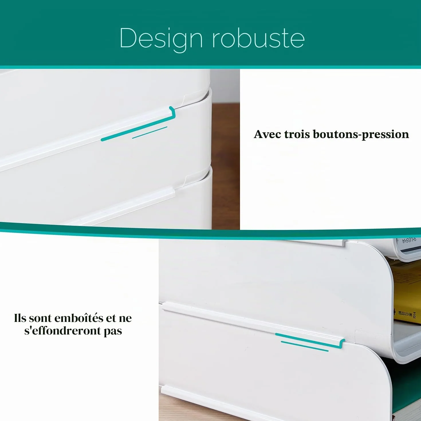 Corbeille à courrier empilable Stable-Bac à courrier Organisateur de Bureau Porte-Documents A4 Blanc 4 couches
