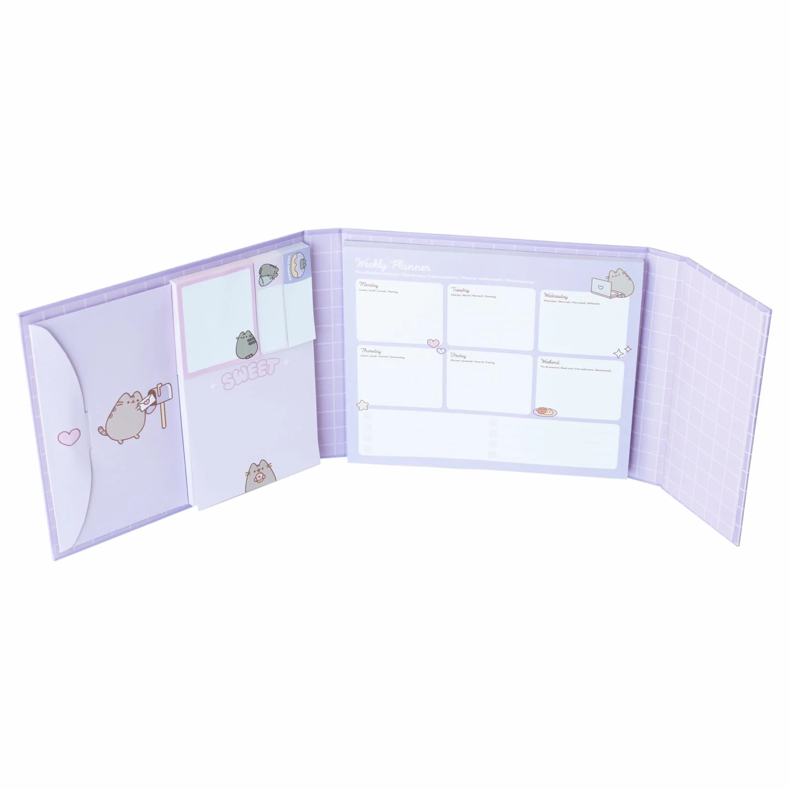 Grupo Erik Pusheen Set Bloc Notes Semainier Planner Hebdomadaire Notes Adhésives Papeterie Bureau