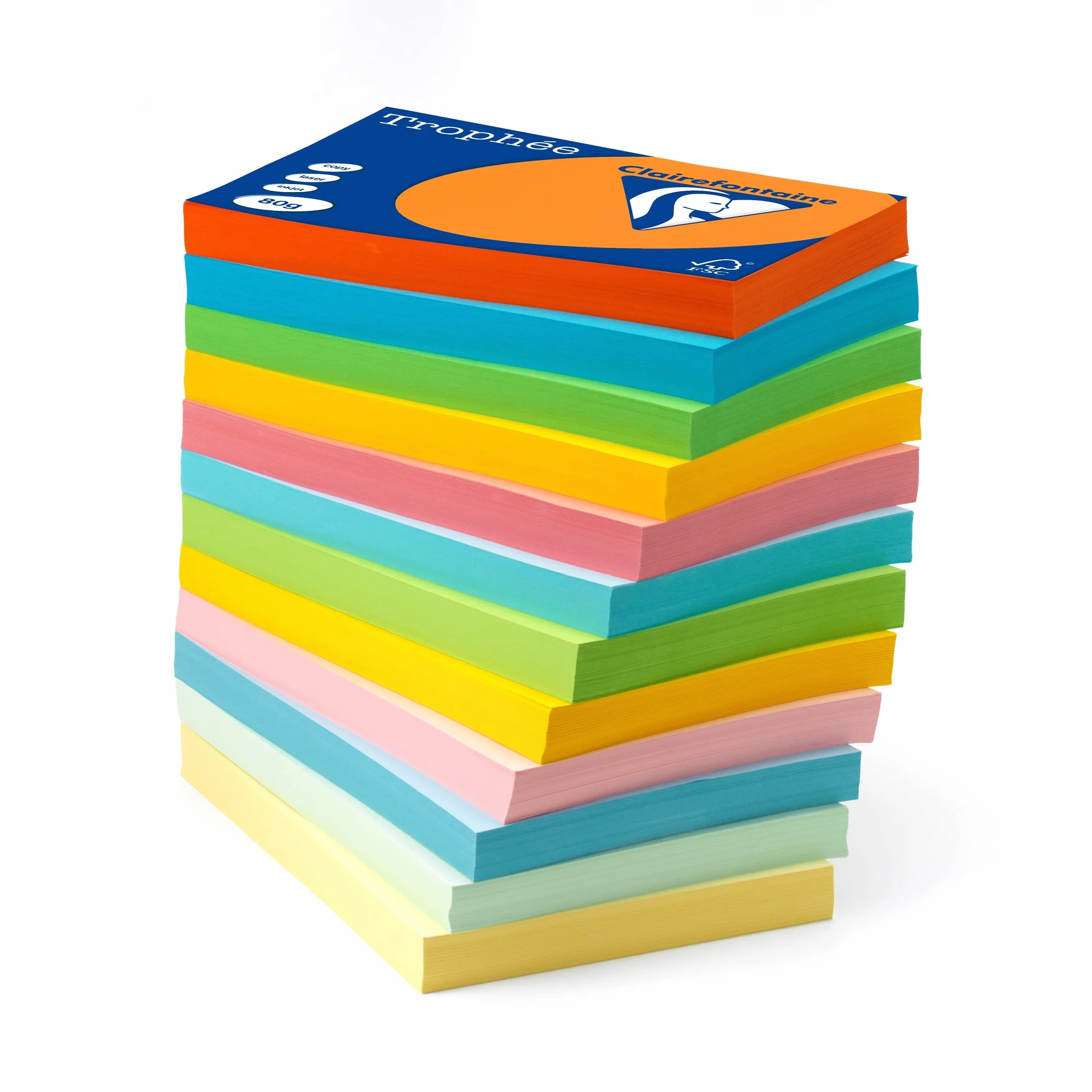 Clairefontaine Trophee Ramette Papier Couleur 80g A4 Pêche Lot de 5