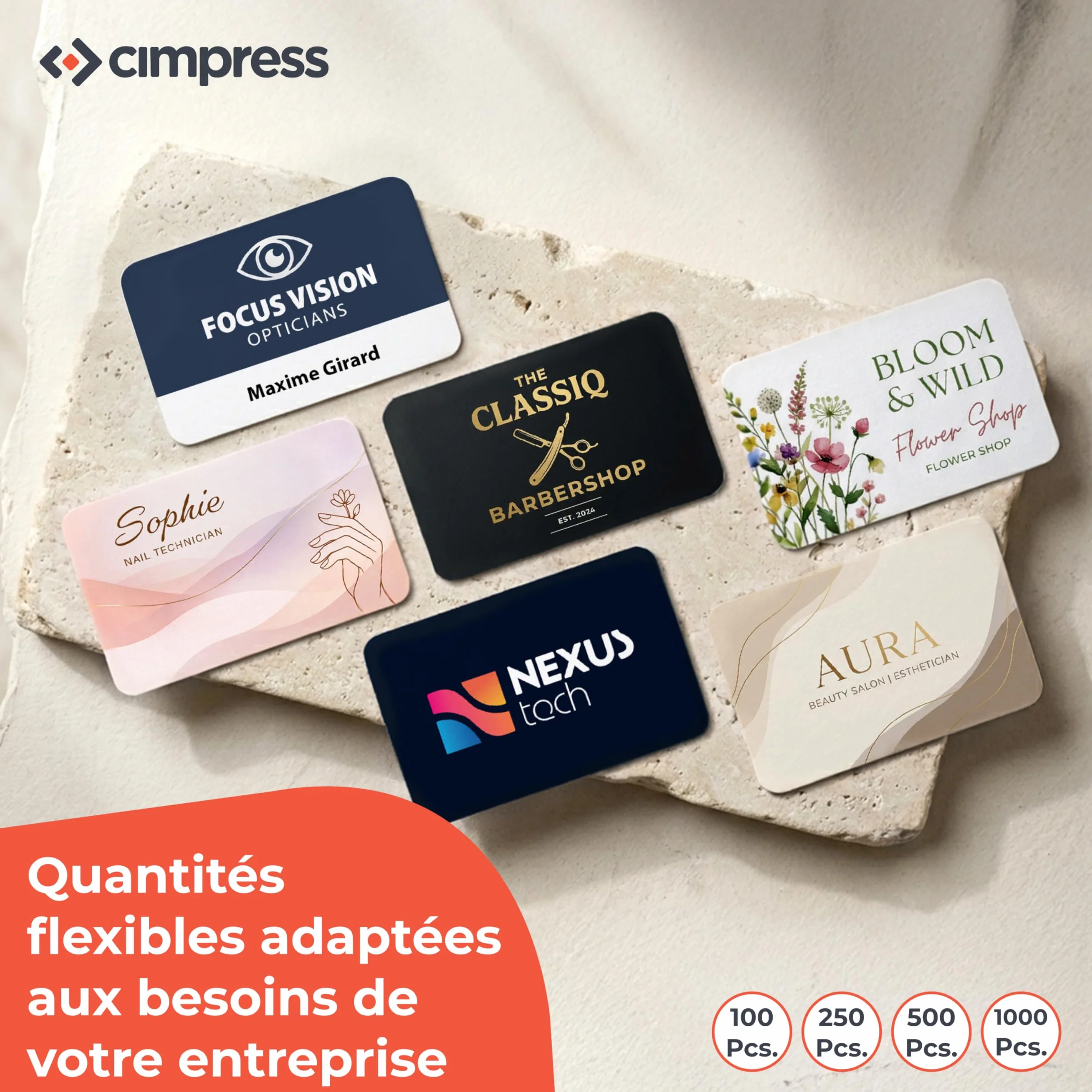 Cartes de Visite Personnalisées 250 Pièces 300 g/m² Mat 85 x 55 mm Recto Verso