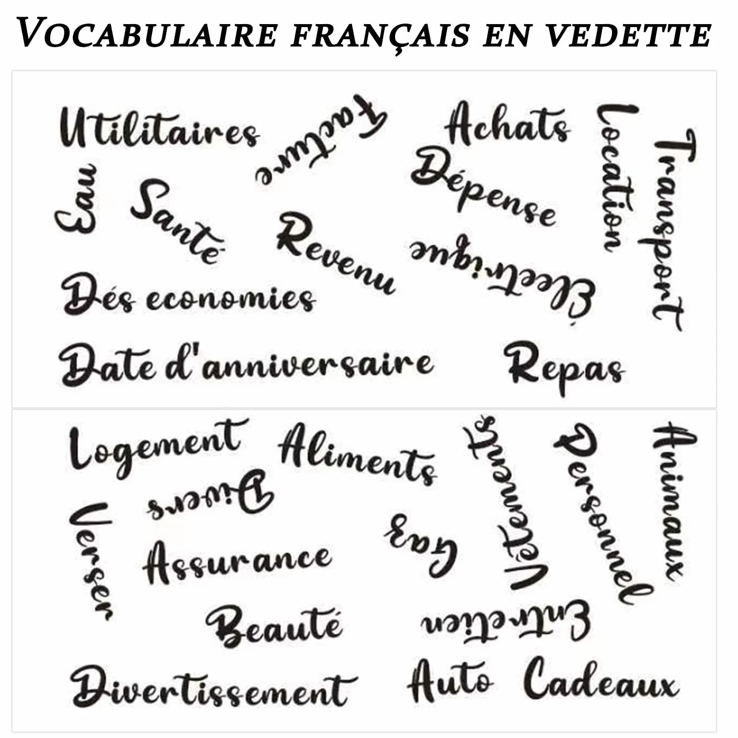 COLAND Classeur budget A6 ensemble d'accessoires enveloppe zippée Fiche budgétaire française Autocollants français