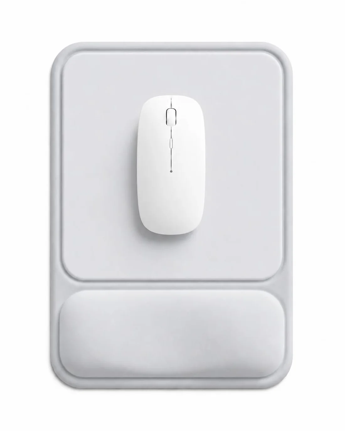 Tapis de Souris Ergonomique avec Repose-Poignet Creusé Gel, Base Antidérapante, Bureau & Gaming (Gris Clair)