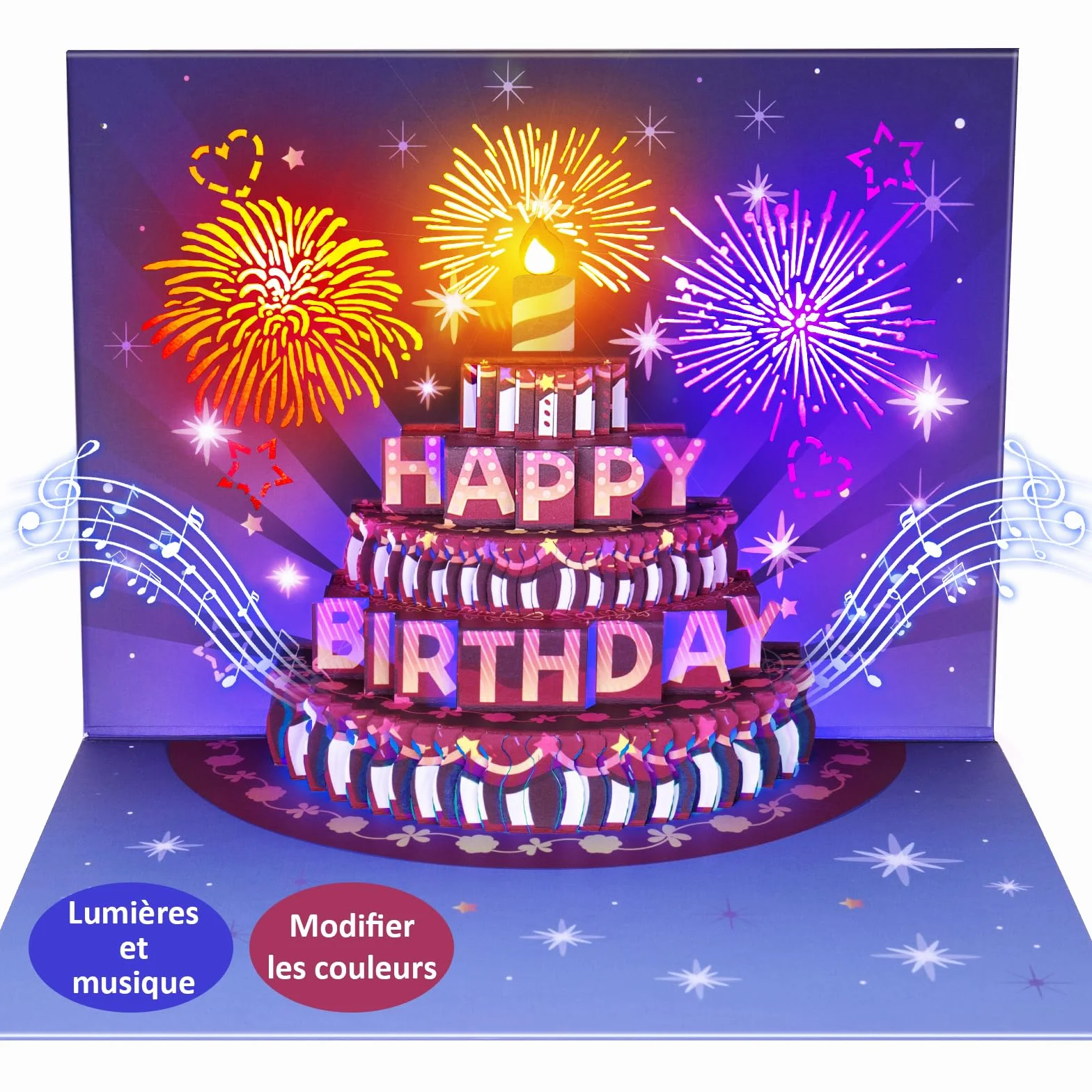 FITMITE Carte Anniversaire Musicale Lumineuse Pop Up 3D Cadeau Femme
