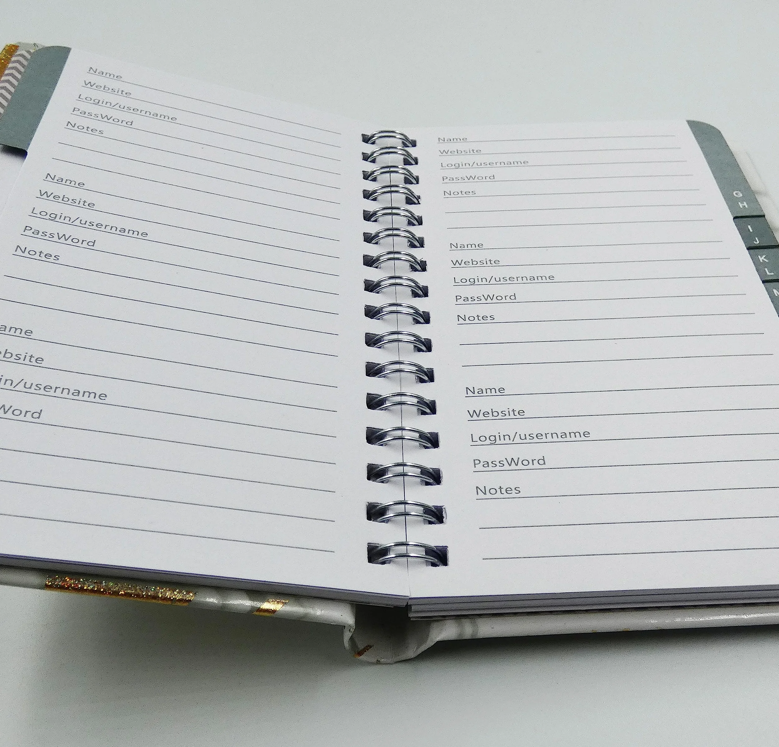 Livre de mots de passe A-Z Bloc-notes à onglets pour informations de connexion Internet