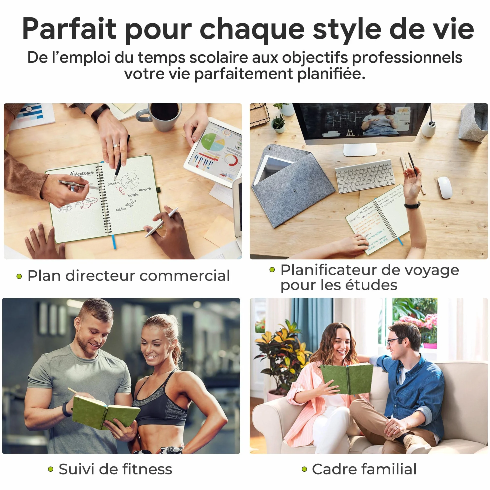 Agenda Semainier 2026-2027 A5 Couverture Souple PU Cuir Spirale Bleu ciel 18 Mois Scolaire Vertical Planner