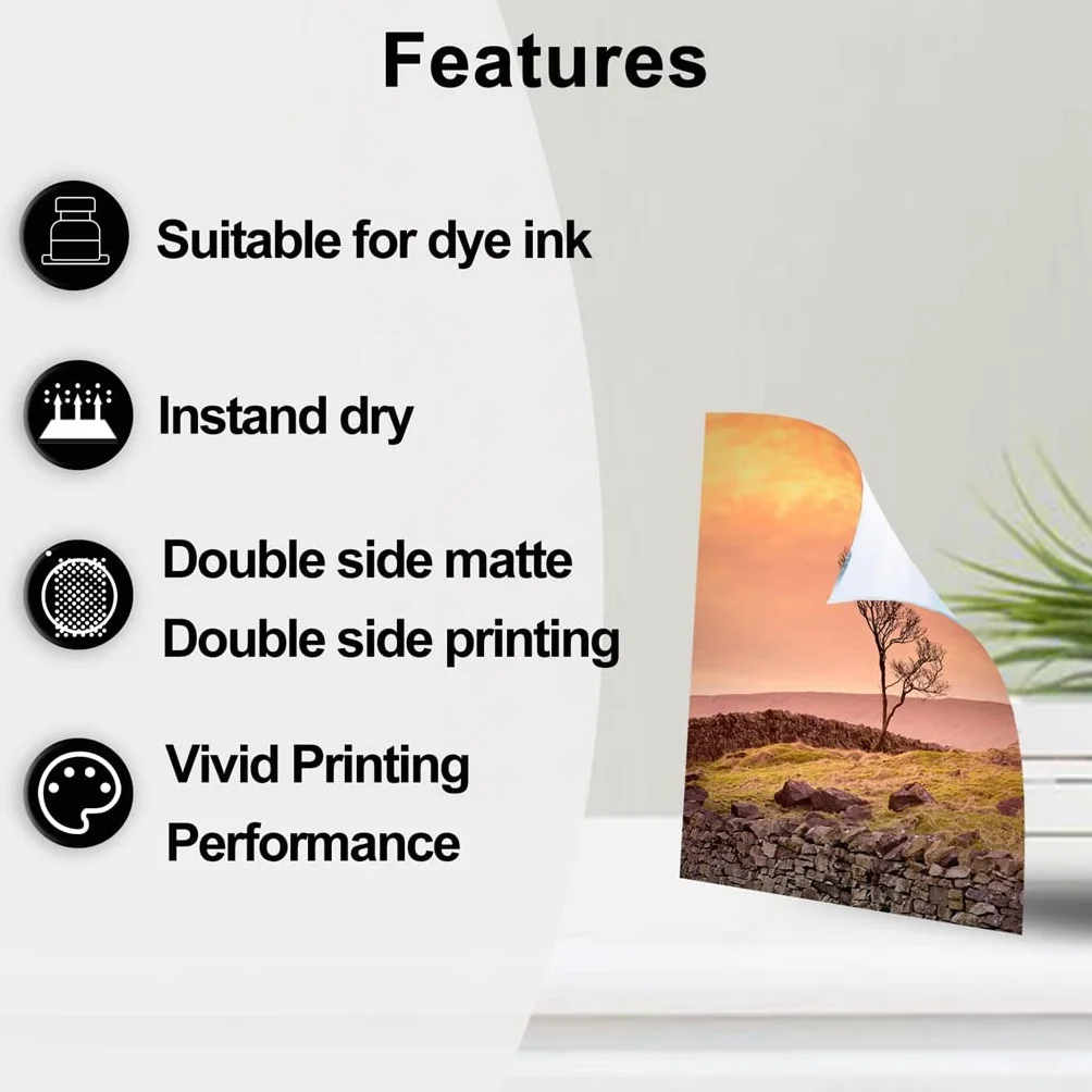 Papier Photo A4 300gsm Mat Double Face 100 Feuilles Imprimable