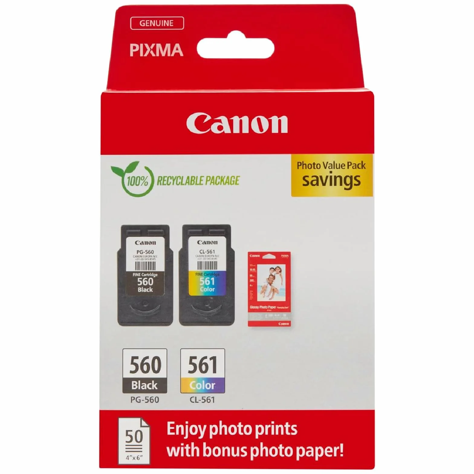 Canon CLI-571 Lot de 4 Cartouches d'encre Authentiques Noir Cyan Magenta Jaune Multipack
