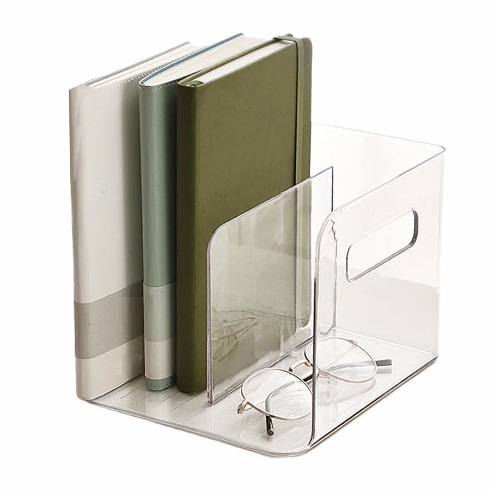 Porte Documents Acrylique Transparent 2 Compartiments Organiseur Bureau Vertical