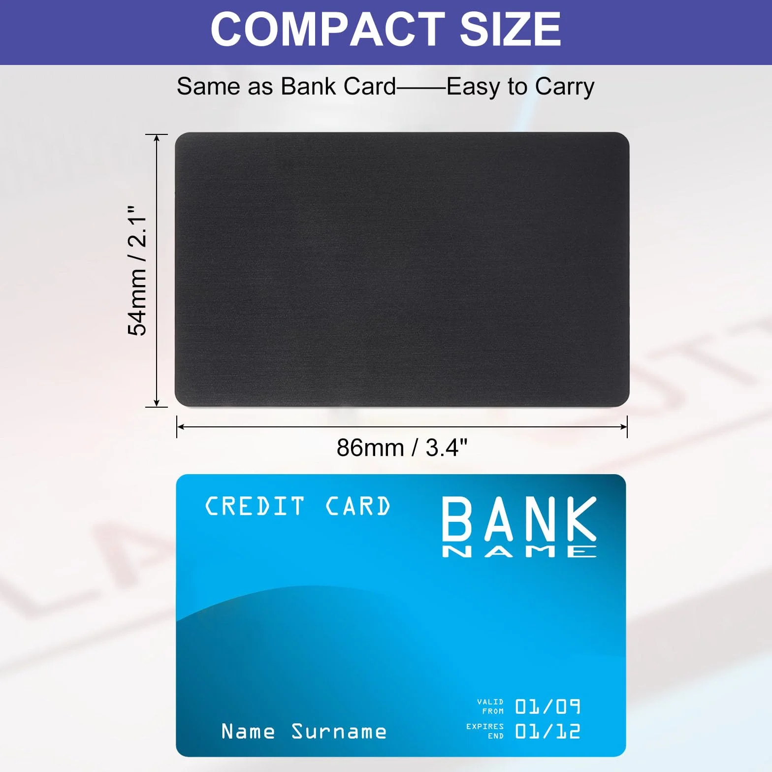 PATIKIL Cartes de Visite Métal Anodisé Aluminium 0,8 mm Épais 3,4x2,1 pouce Laser Gravure Imprimable Noir