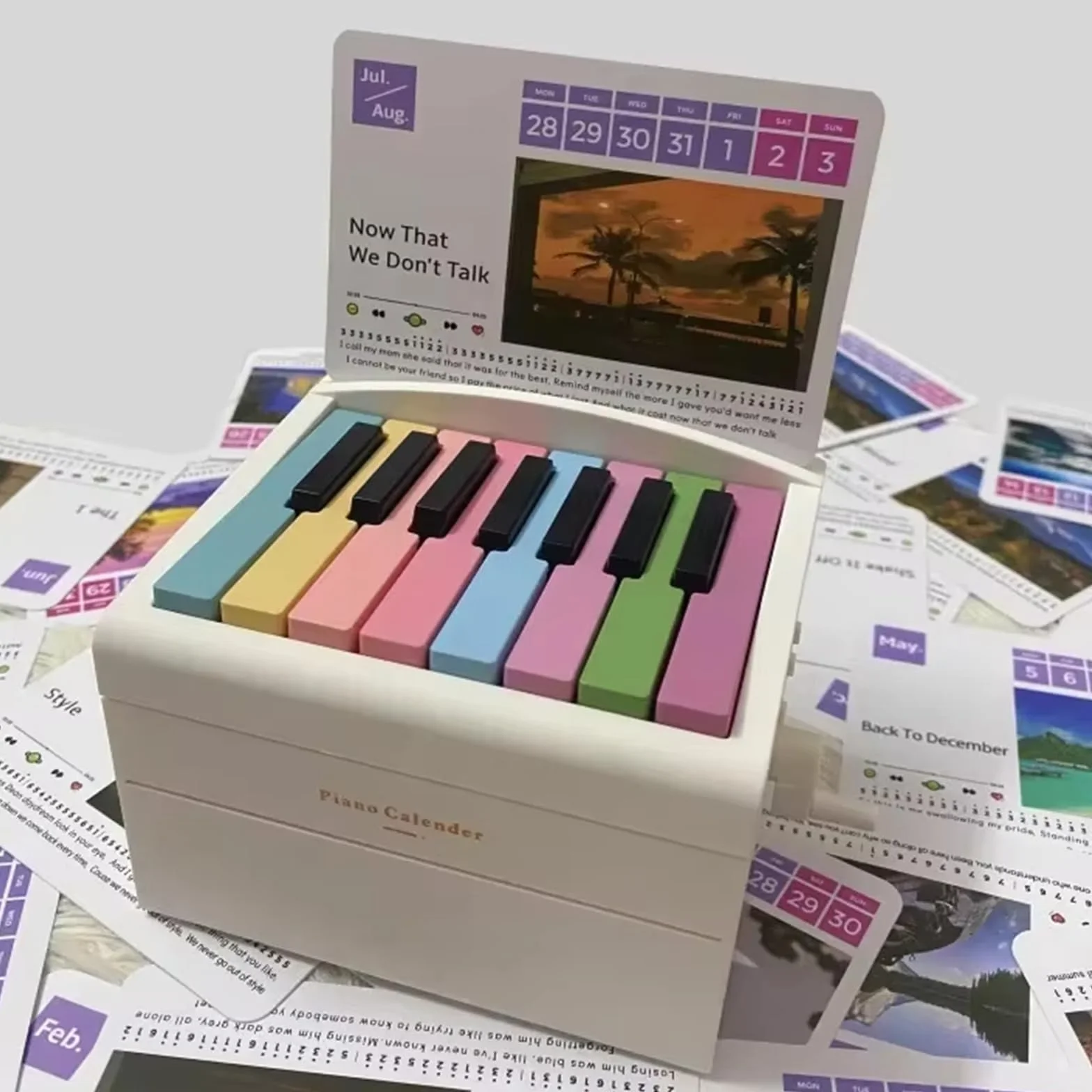 Calendrier de piano 2025 jouable, 52 partitions, bloc mémo 3D, chronomètre créatif, cadeau Noël anniversaire