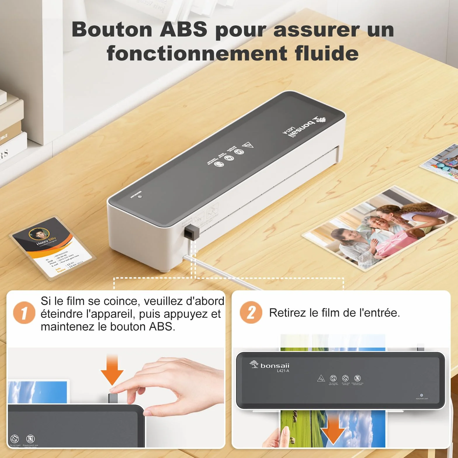 Bonsaii Plastifieuse A4 L421-A, 80-100 microns, anti-bourrage, 5 films inclus