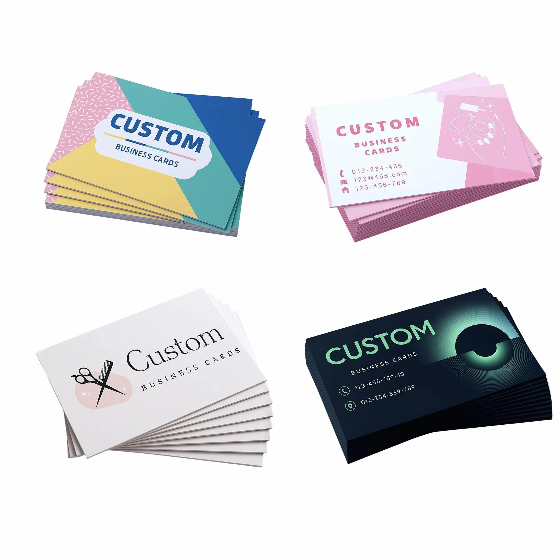 Cartes de visite personnalisées recto-verso imperméables avec logo texte QR code 100-2000 pièces