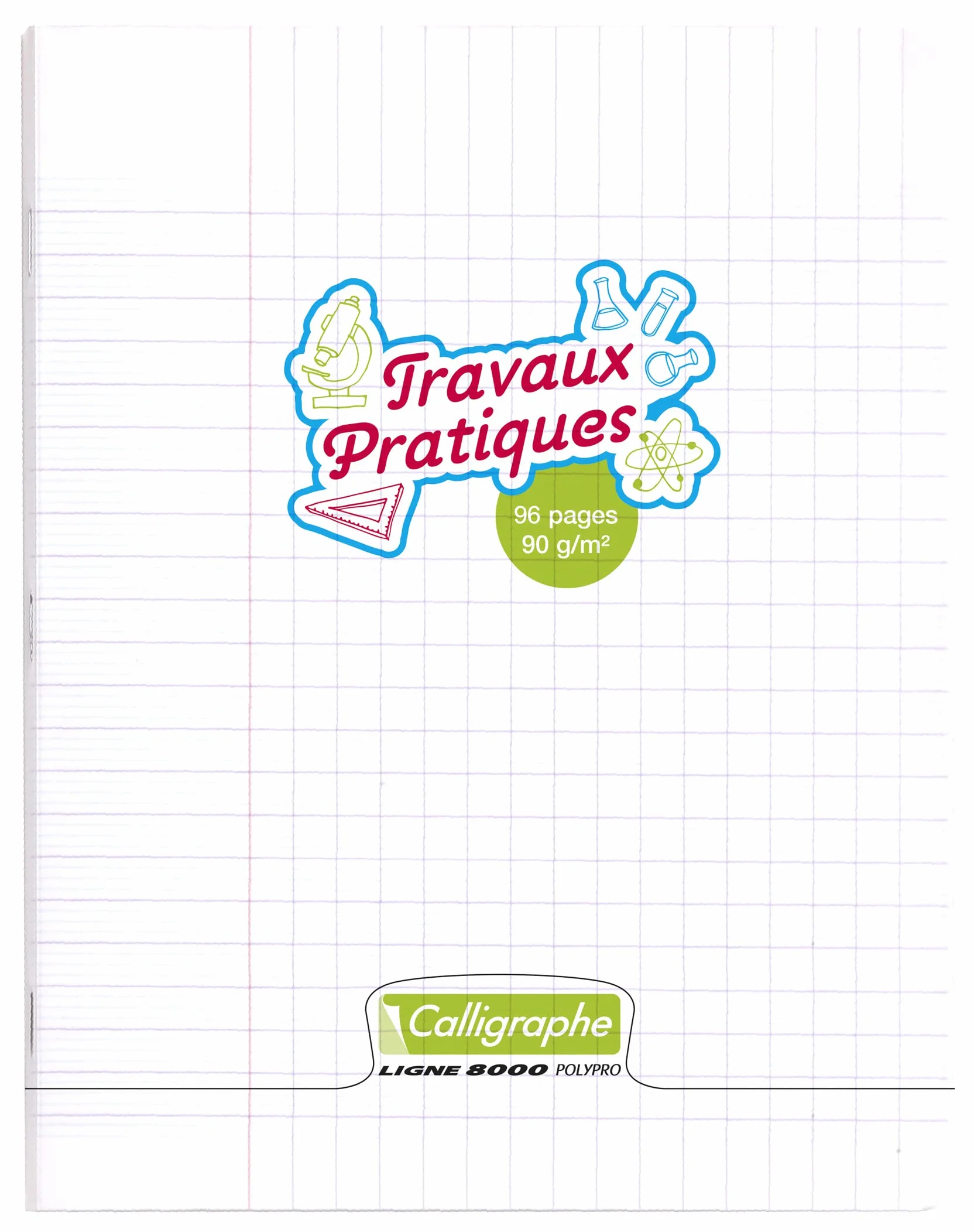 Cahier de Travaux Pratiques Agrafé Clairefontaine 17x22 cm 96 Pages Grands Carreaux Papier 90 g Couverture Polypro Transparent