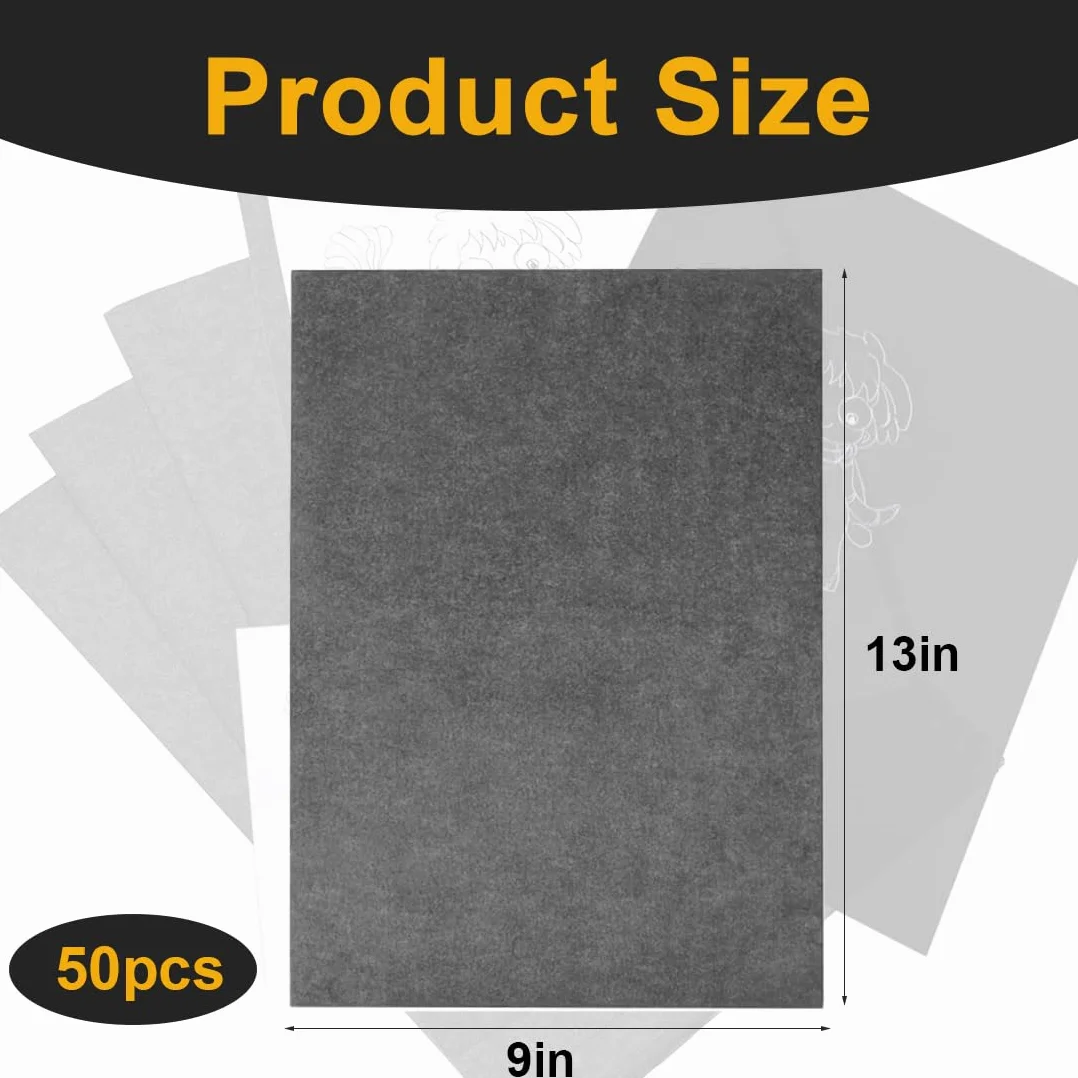 YAYNO Lot de 50 feuilles Papier Transfert Carbone A4 pour Bois Toile Surfaces Artistiques