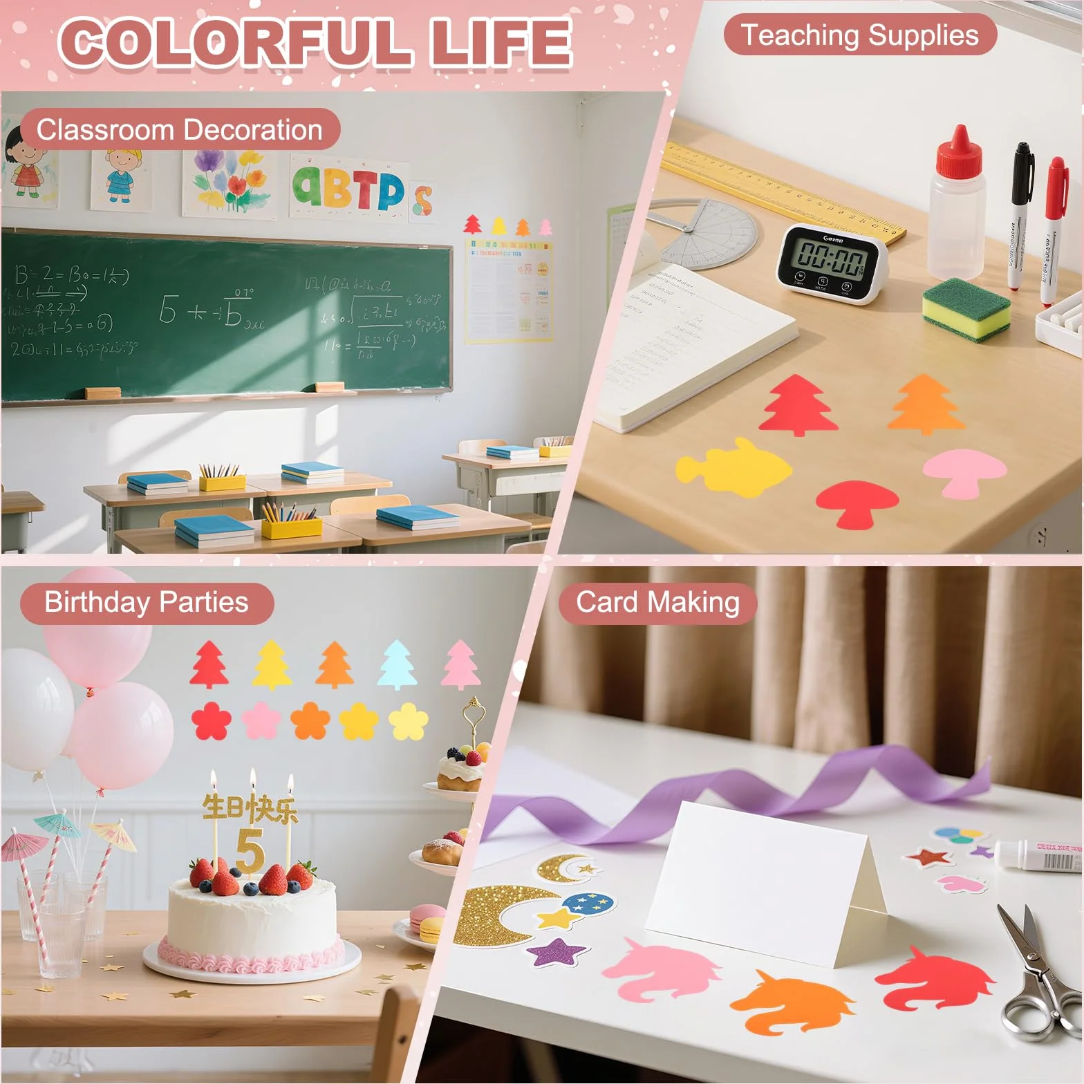 QUARKZMAN 108 Pcs Découpes de Mains en Papier Colorées pour Tableau d'Affichage Printanier, Forme de Mains Prédécoupées avec Colle