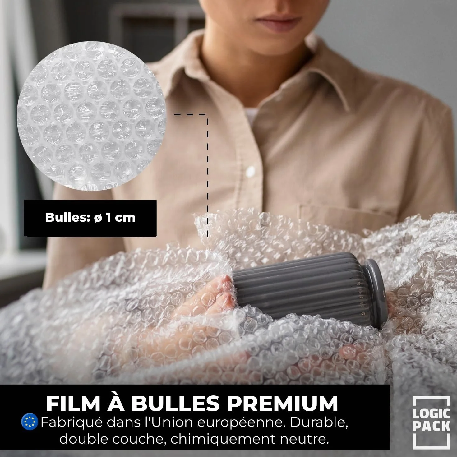 Rouleau Papier Bulle 100m x 50 cm 50 Microns Film 2 Couches Protection Déménagement Objets Fragiles