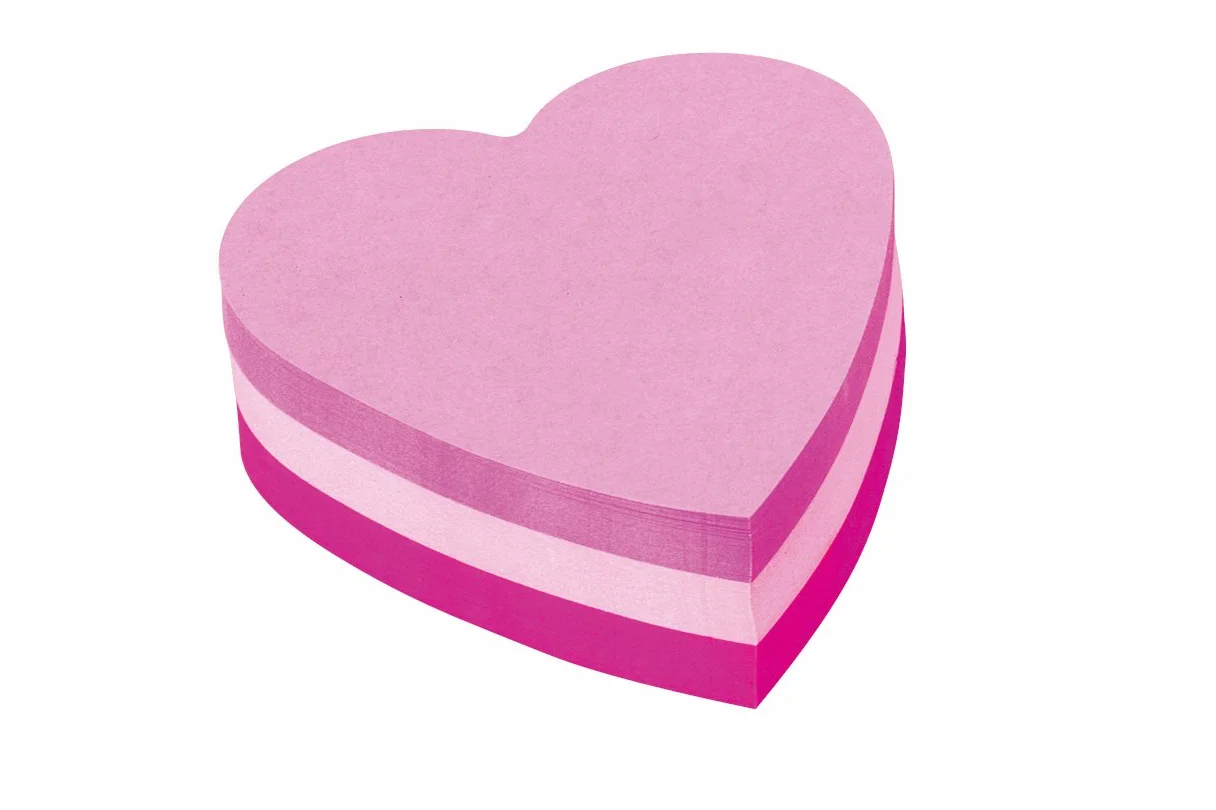 Post-it Notes Autocollantes Cœur, 225 Feuilles, 70 mm x 70 mm, Rose