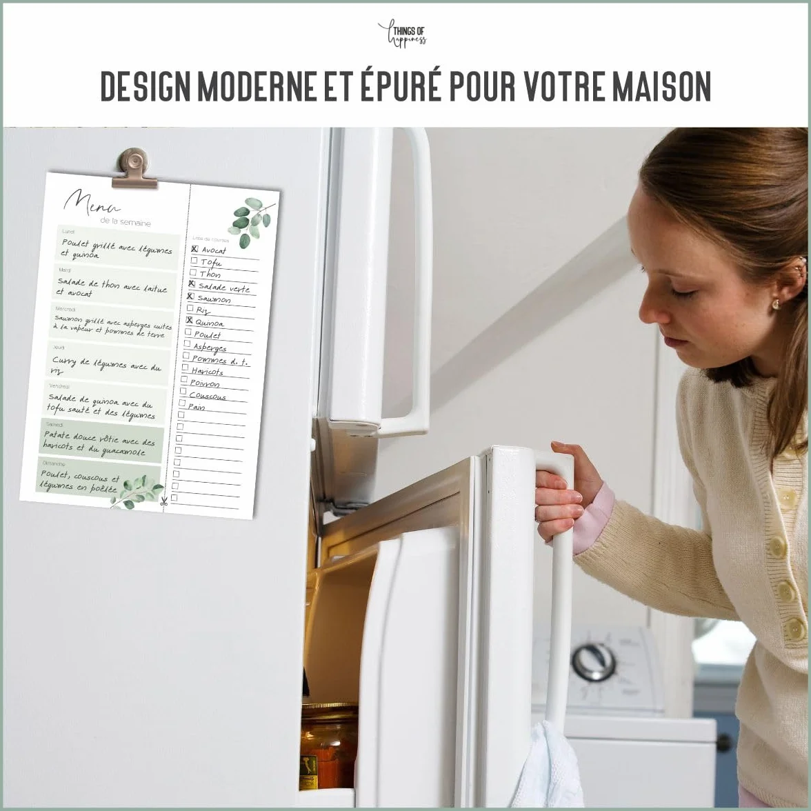 Planificateur de menus A5 Eucalyptus 50 feuilles Bloc de planification des repas