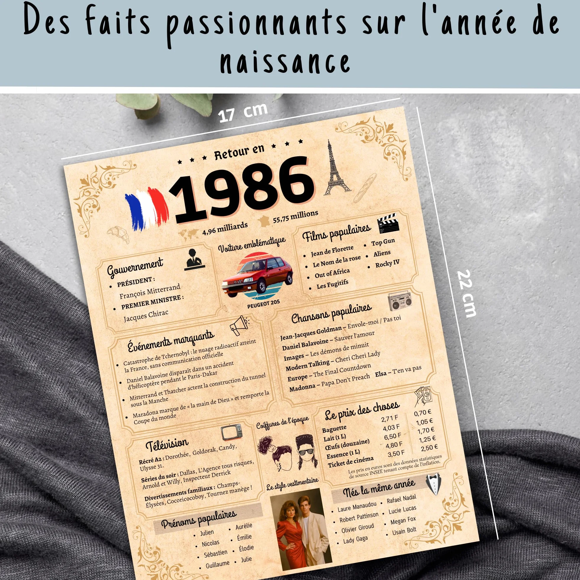 Carte Anniversaire 40 Ans Originale avec Enveloppe et Sceau de Cire - Idée Cadeau Humour Homme Femme Couple Retour en 1986
