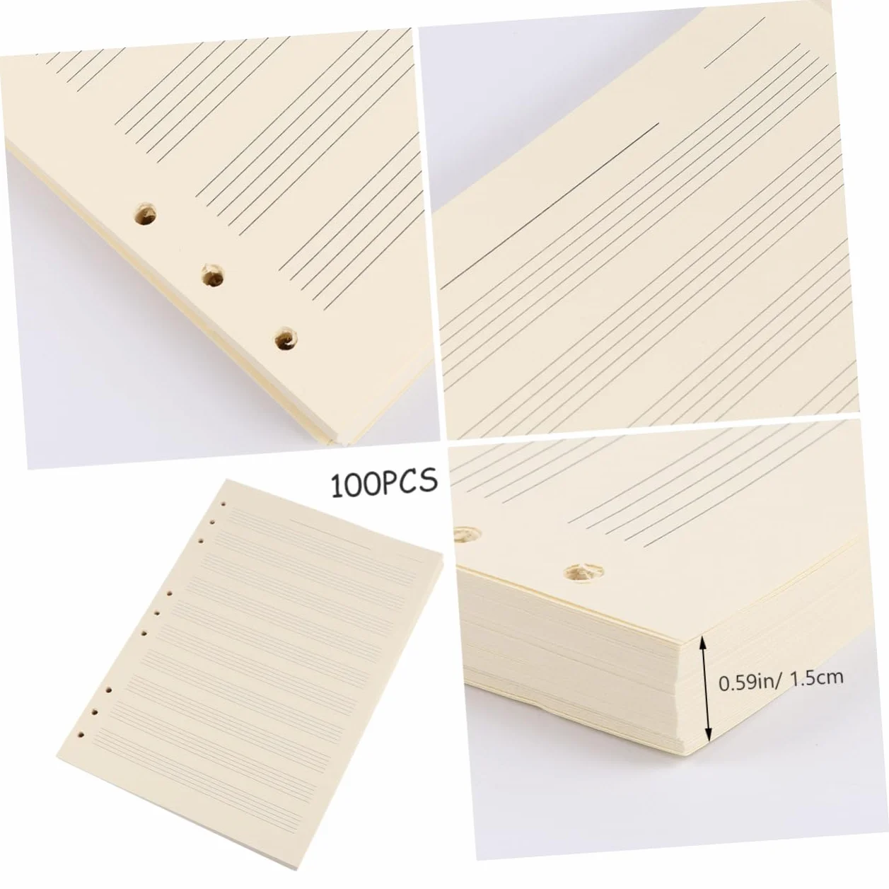 SEWACC 100 Feuilles Papier Partition Détachable Portées Recharge Cahier Musique Papier Blanc