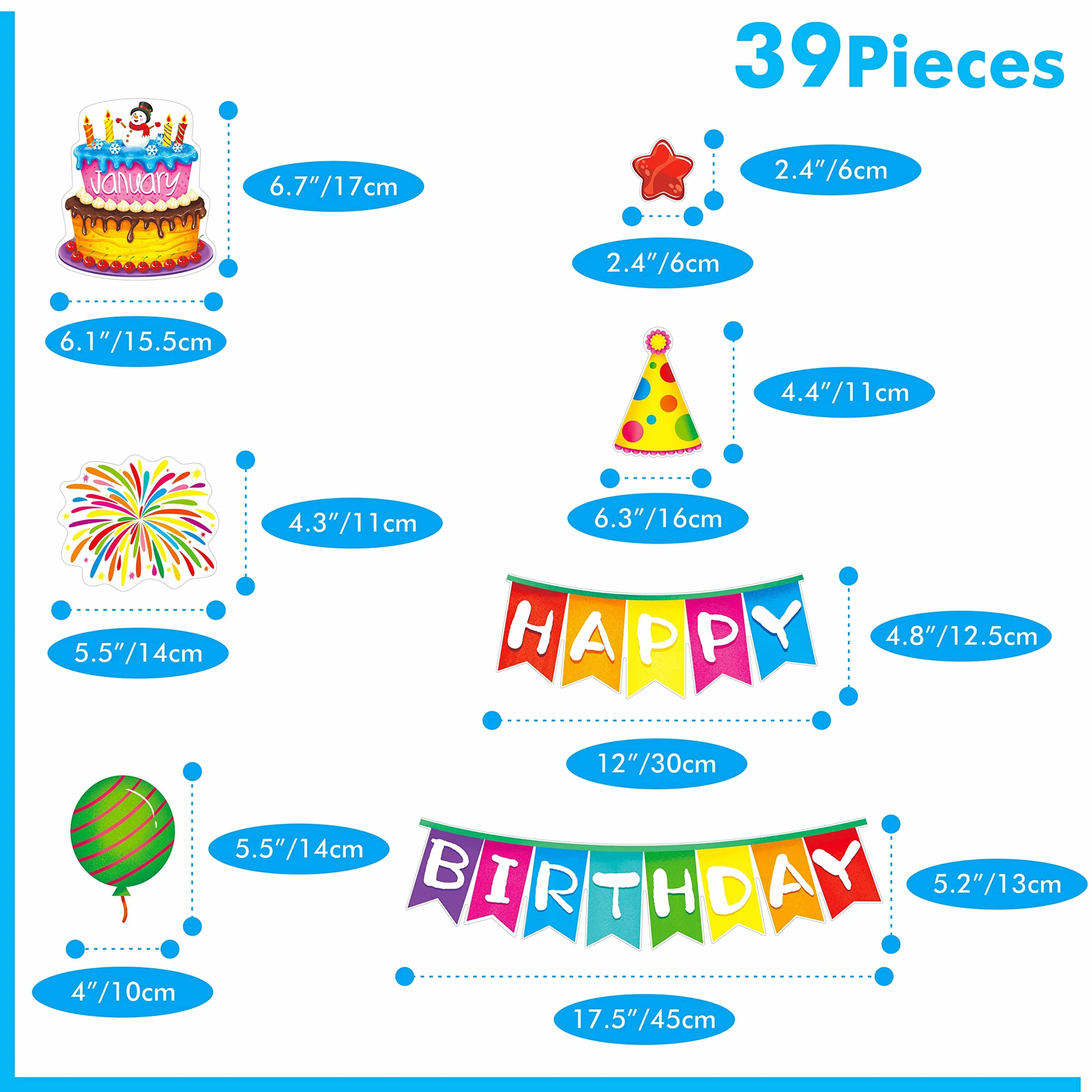 Joyeux Anniversaire Tableau D'affichage 39 PCS Décoration Fête Anniversaire