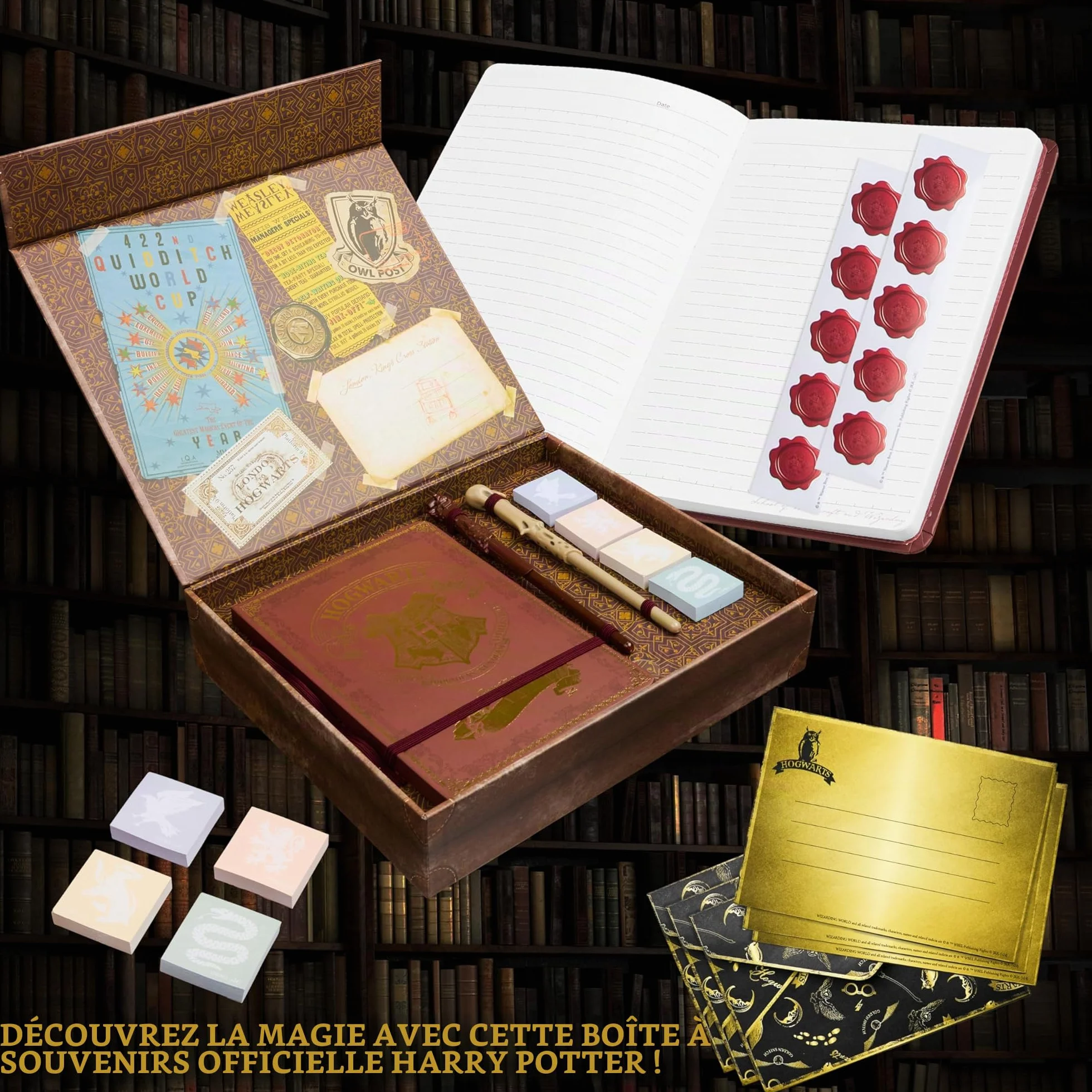 Harry Potter Papeterie Coffret Papier à Lettre Carnet Stylo Baguette Stickers Enveloppes Boite Souvenir