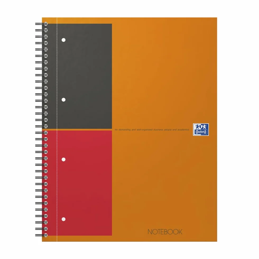 OXFORD Cahier International Notebook A4+ Ligné 6mm 160 Pages Reliure Intégrale Couverture Carte Orange