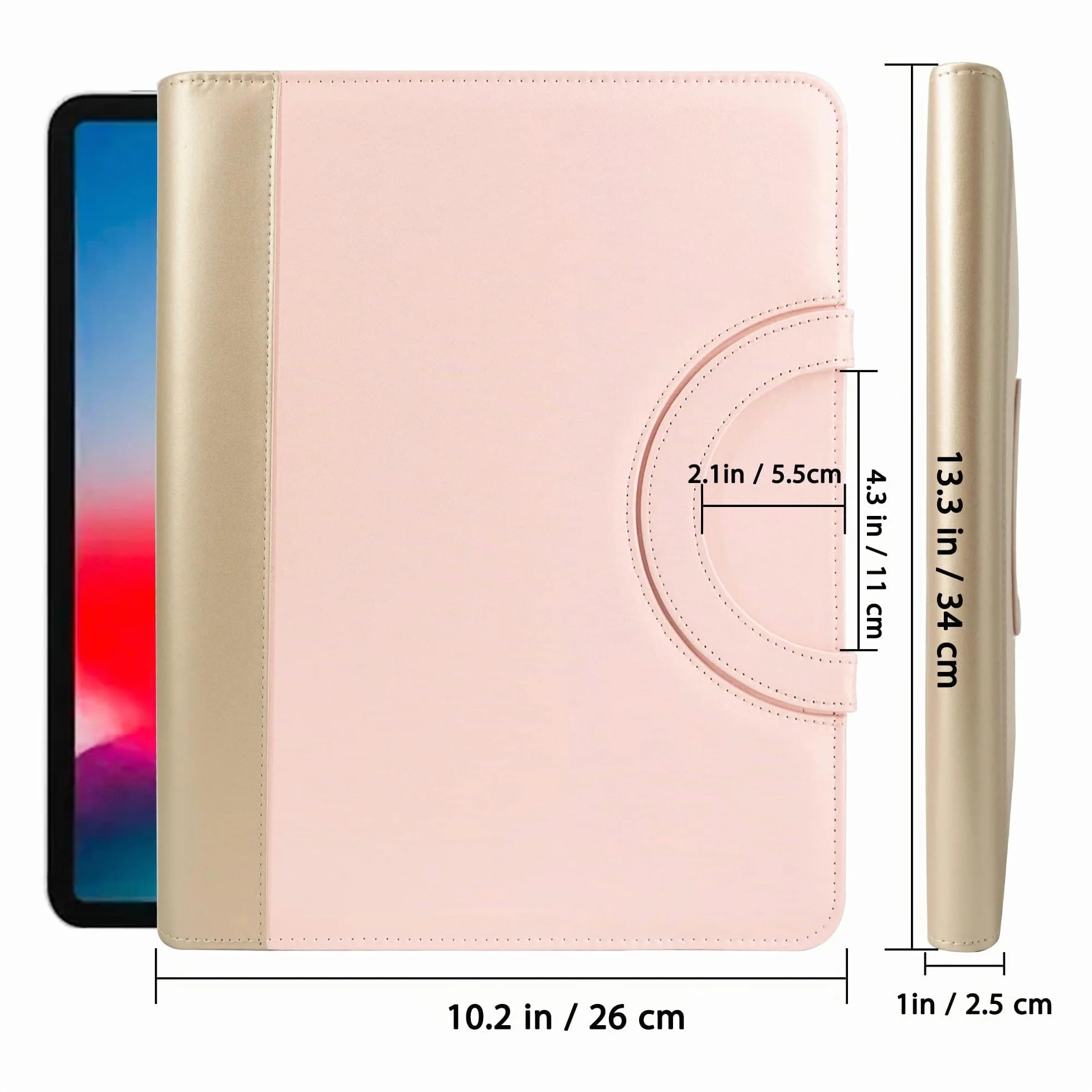 GraduatePro Porte Document Cuir Bloc Document Homme Femme Voyage Bureau Organisateur Rose