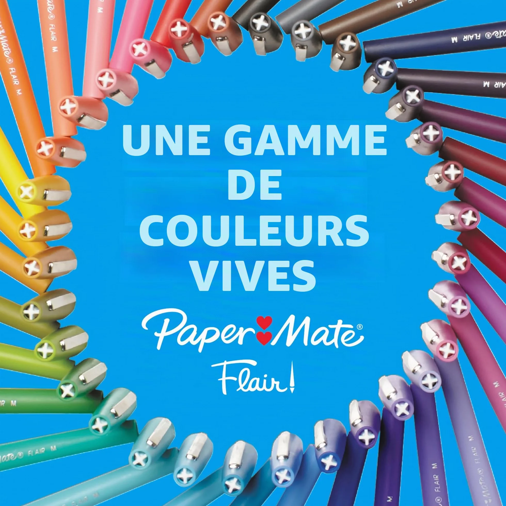Paper Mate Flair Stylos feutres pointe moyenne 0,7 mm encre noire boîte de 12