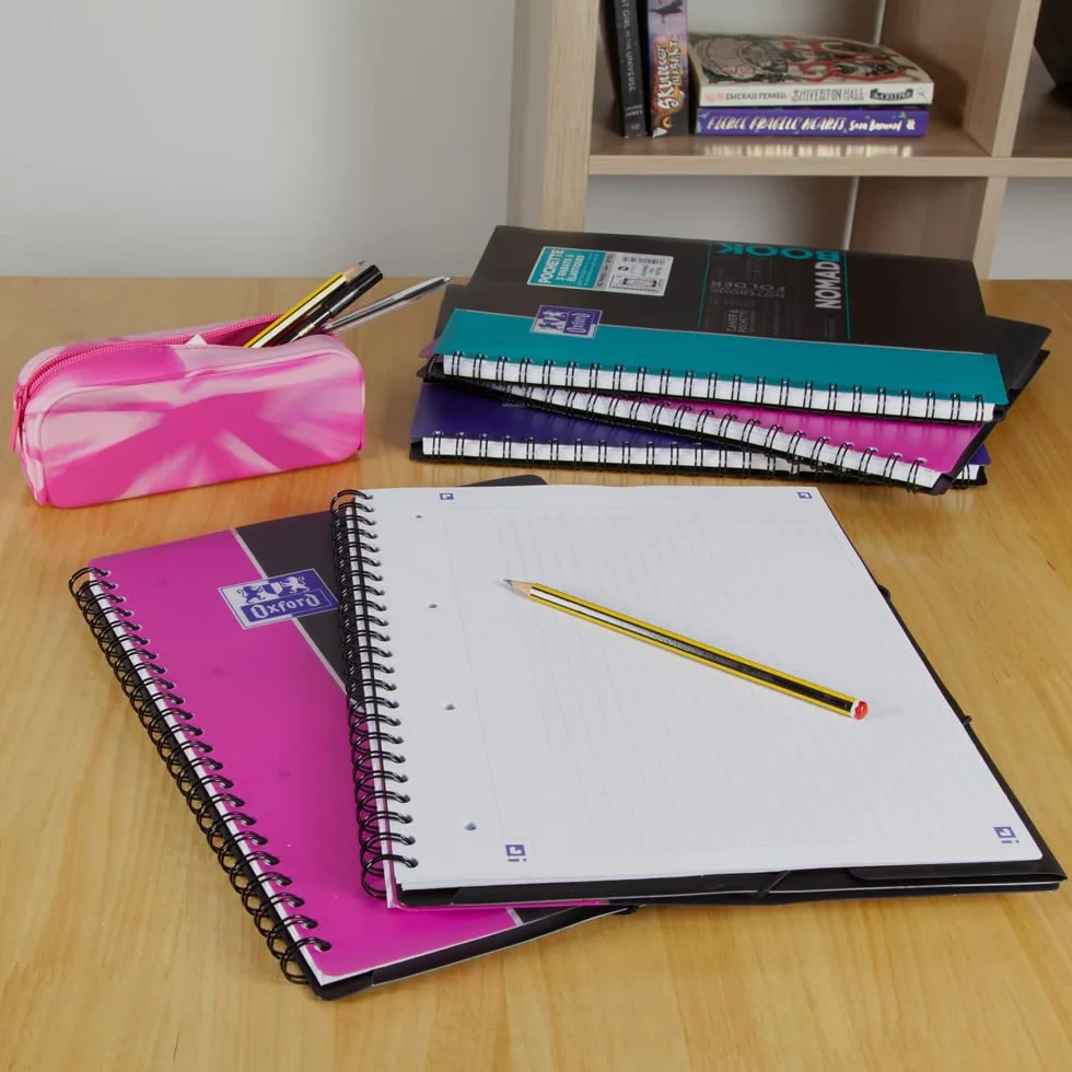 Oxford NomadBook Cahier Spirale A4+ 24 x 32 cm Grands Carreaux Seyès 160 Pages