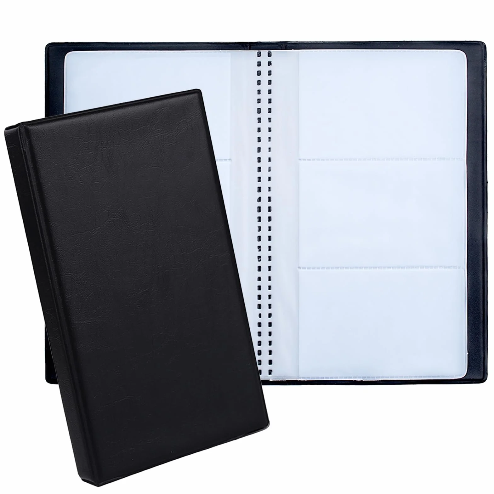 Porte Cartes de Visite pour 60 Cartes, Rangement Polyvalent avec Intérieur Transparent, Bureau (Noir)