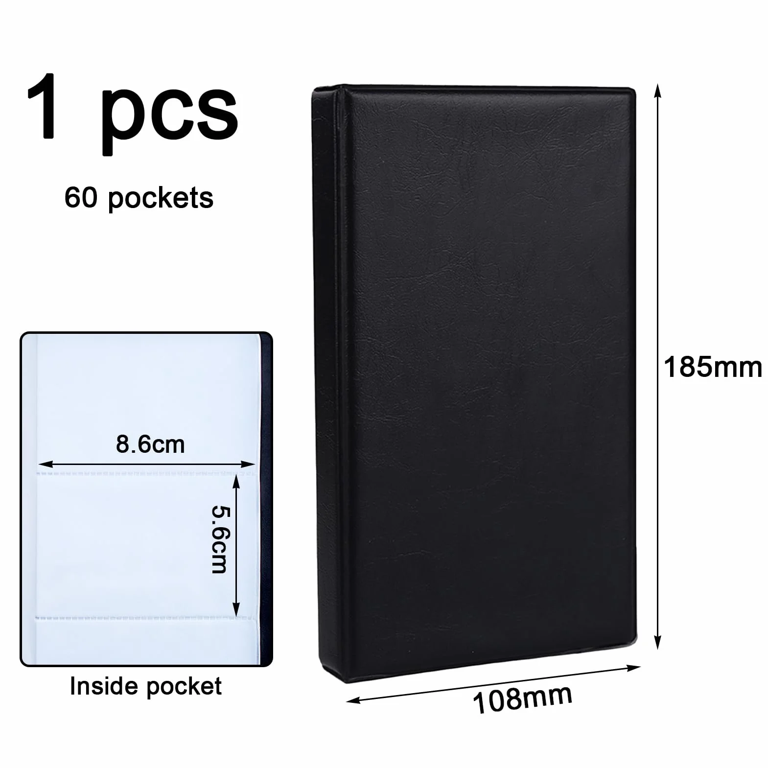 Porte Cartes de Visite pour 60 Cartes, Rangement Polyvalent avec Intérieur Transparent, Bureau (Noir)