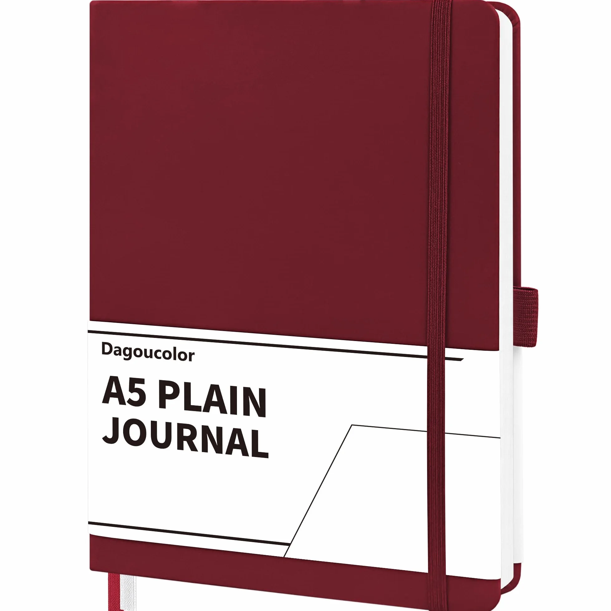 Carnet De Notes en Cuir PU A5 120GSM 90 Feuilles 180 Pages avec Poche et Fermeture de Bande élastique