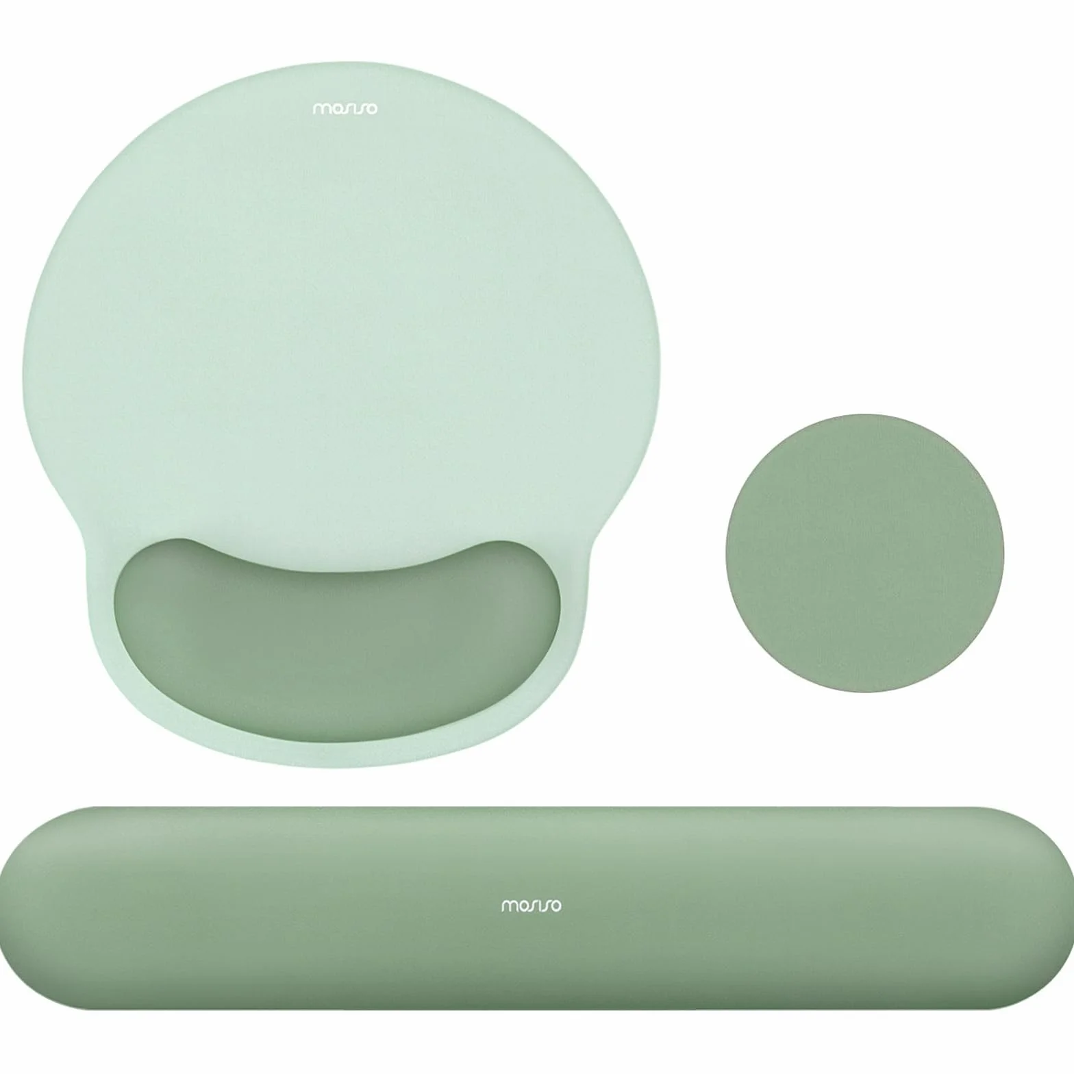 MOSISO Repose-Poignet Souris & Clavier Courbe Circulaire Ergonomique Base Antidérapante Soulagement Douleur Tissu Doux Mousse Mémoire Surélevée Vert Antique
