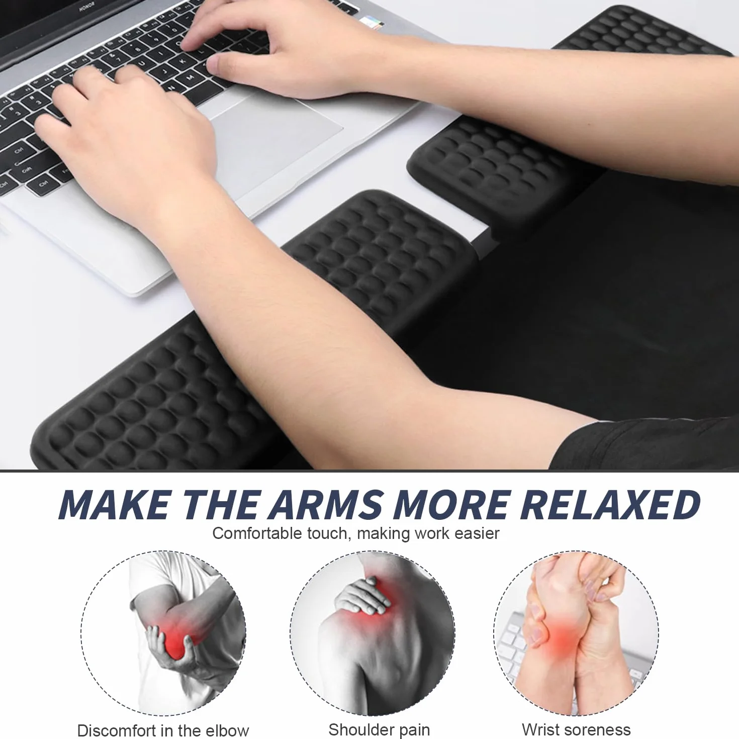 Lot de 2 Repose Coude Bureau Forme L, Repose Poignet Clavier Mousse Mémoire de Forme Antidérapant
