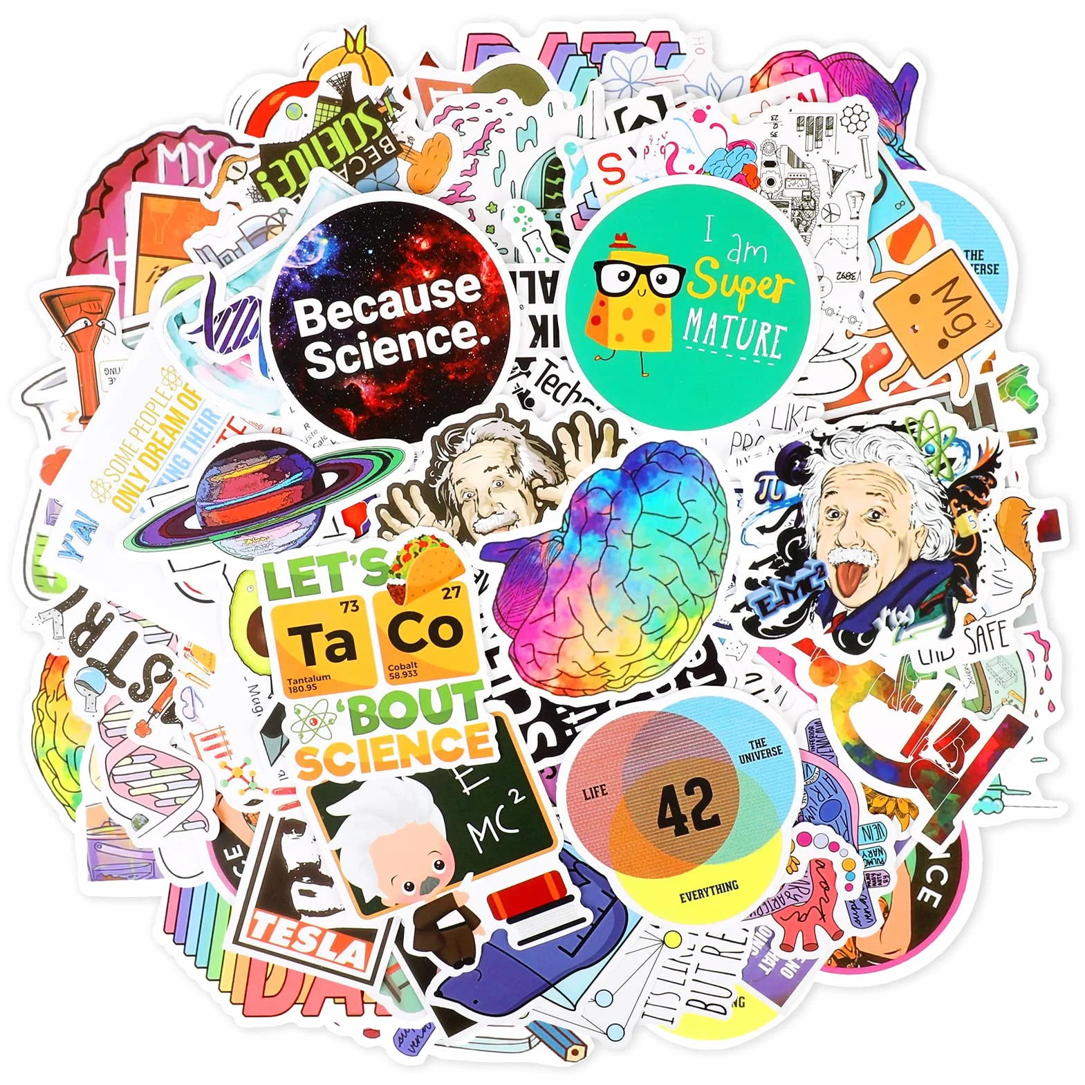 Lot de 100 autocollants de laboratoire scientifique sans répétition pour expérience de chimie physique