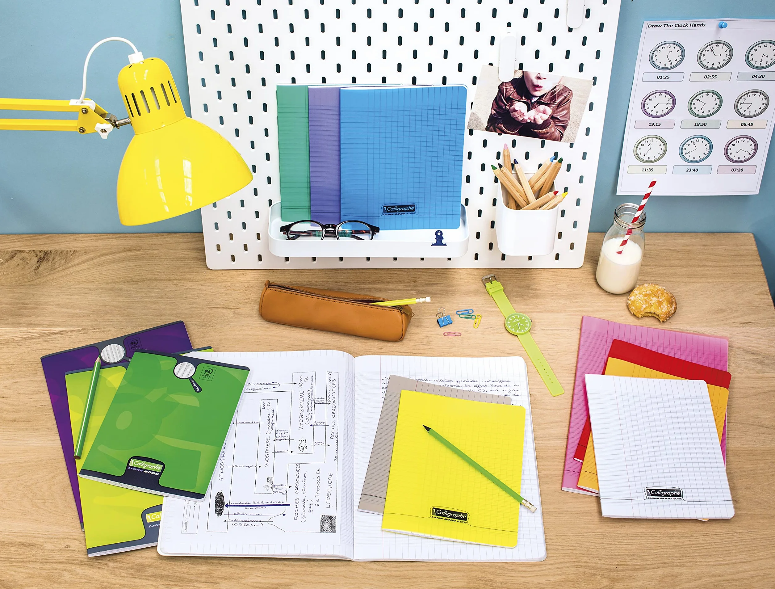 Cahier de Travaux Pratiques Agrafé Clairefontaine 17x22 cm 96 Pages Grands Carreaux Papier 90 g Couverture Polypro Transparent
