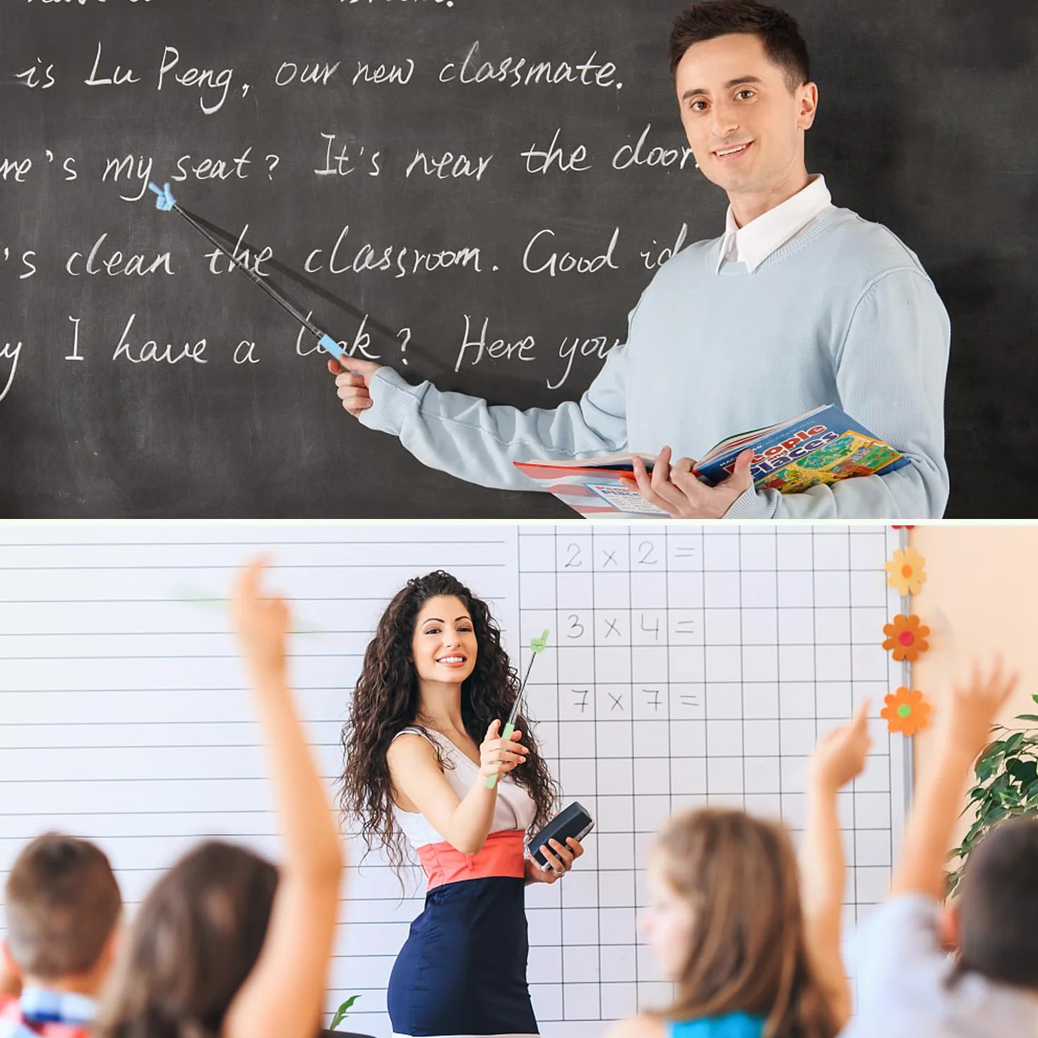 Pointeur Télescopique 4 Pièces pour Enseignants, Bâton Extensible Rétractable pour Doigt