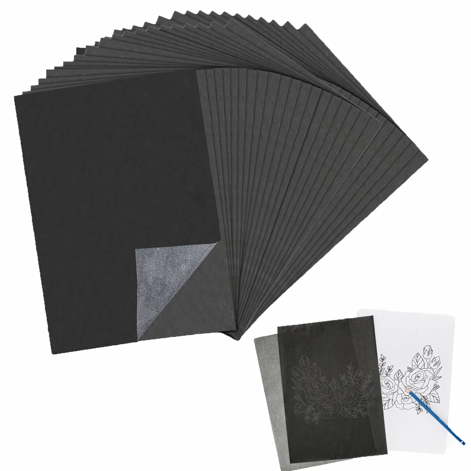 Papier de Copie Carbone A4 Graphite Transfert 200 Pièces pour Traçage sur Bois Toile Tissu