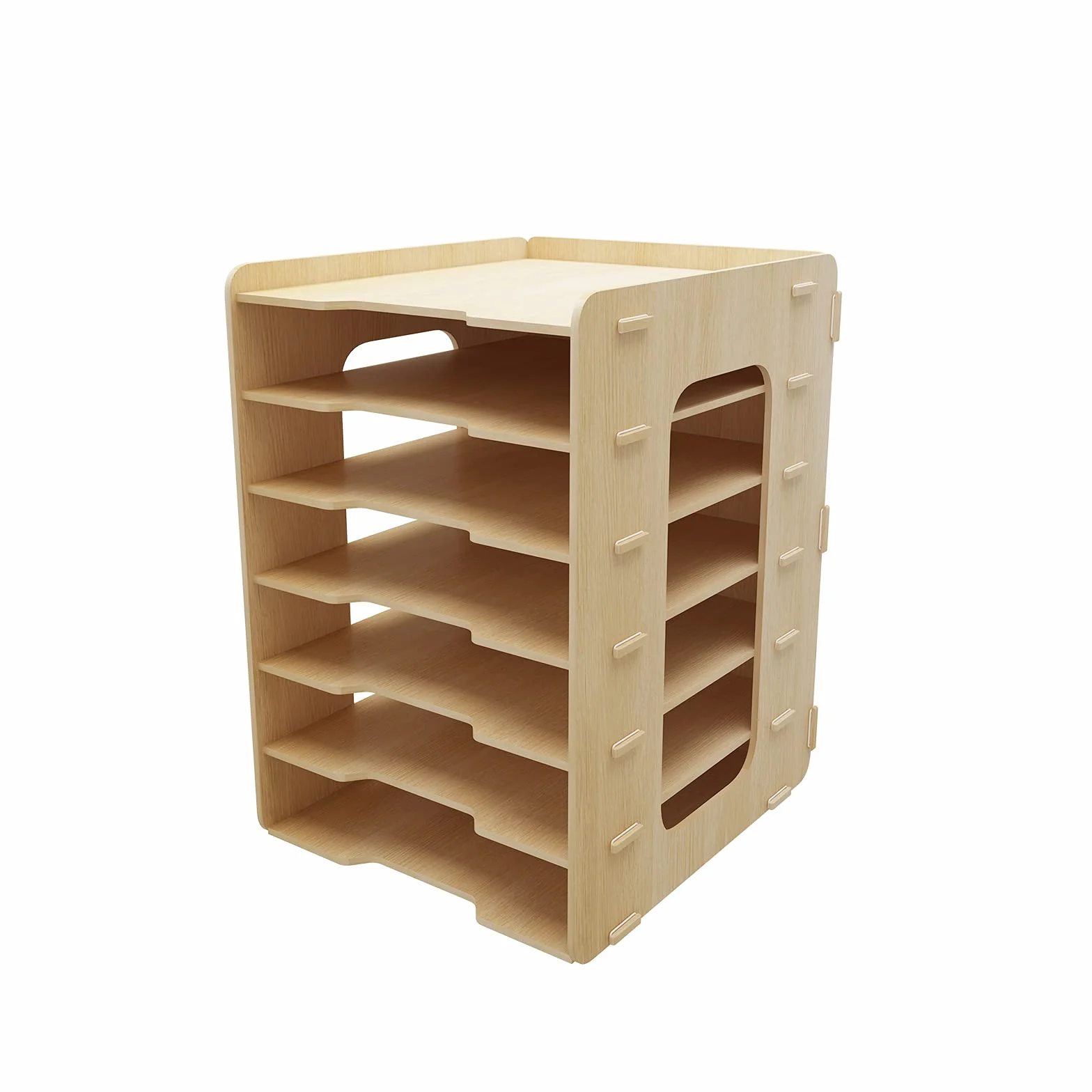 PUNCIA Organisateur de Bureau 7 Niveaux Bois Corbeille à Courrier A4 Support de Rangement