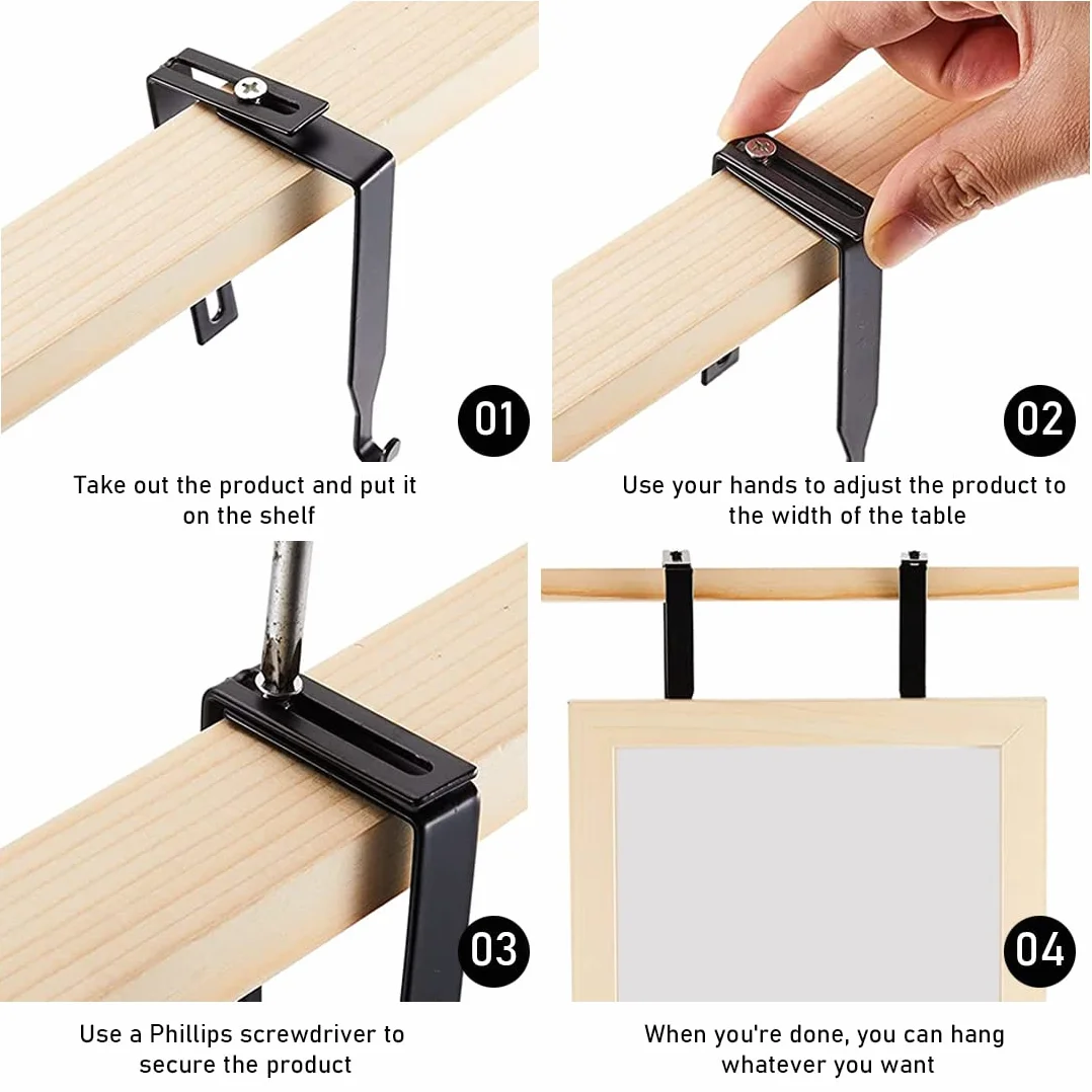 Cintres de Cubicule Réglables pour Porte avec Crochets Miroir 4PCS - Crochets Métalliques Universels - Cintres de Partition pour Bureau
