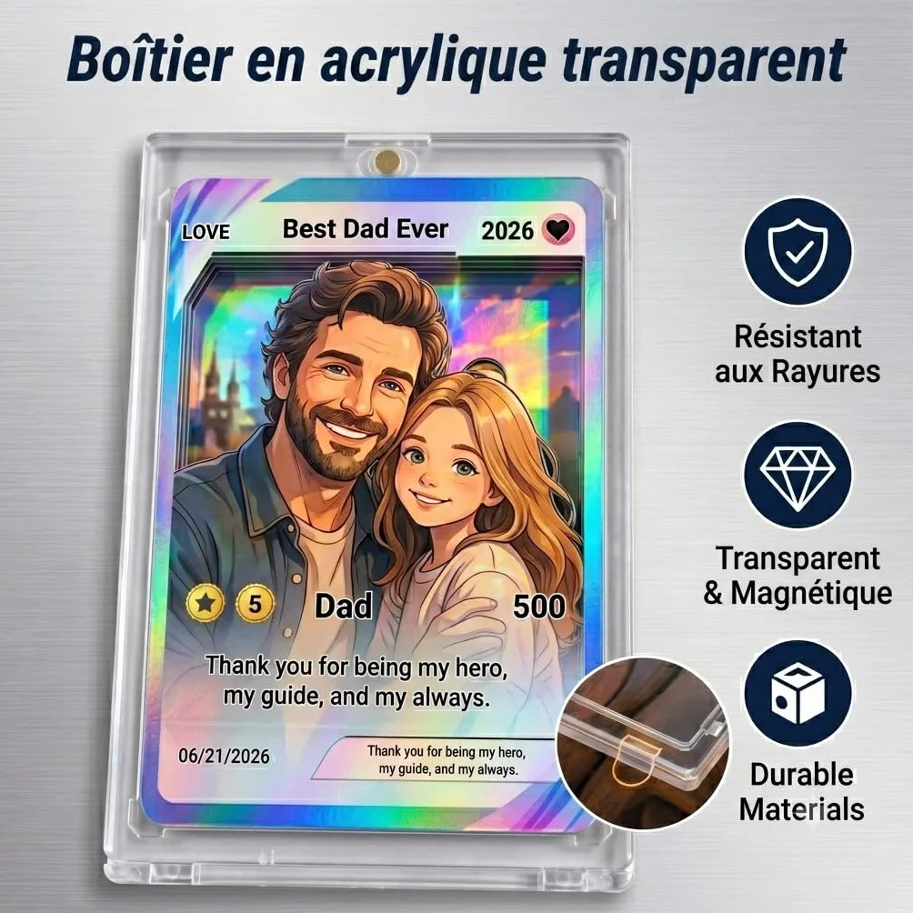 Carte Poke Personnalisée avec Photo pour Papa Cadeau Fête des Pères Portrait Personnalisable