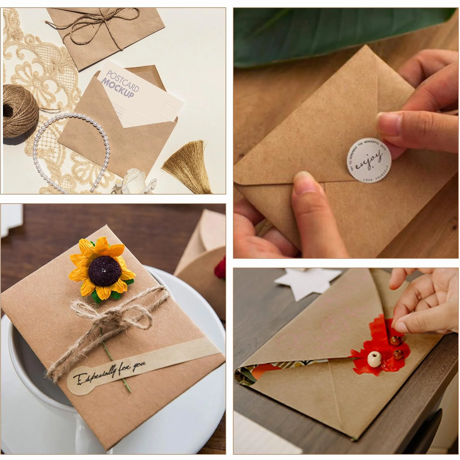 Enveloppes en Papier Kraft B6 13x18 120 g/m² Mariage Faire Part Lettres Cartes Invitations
