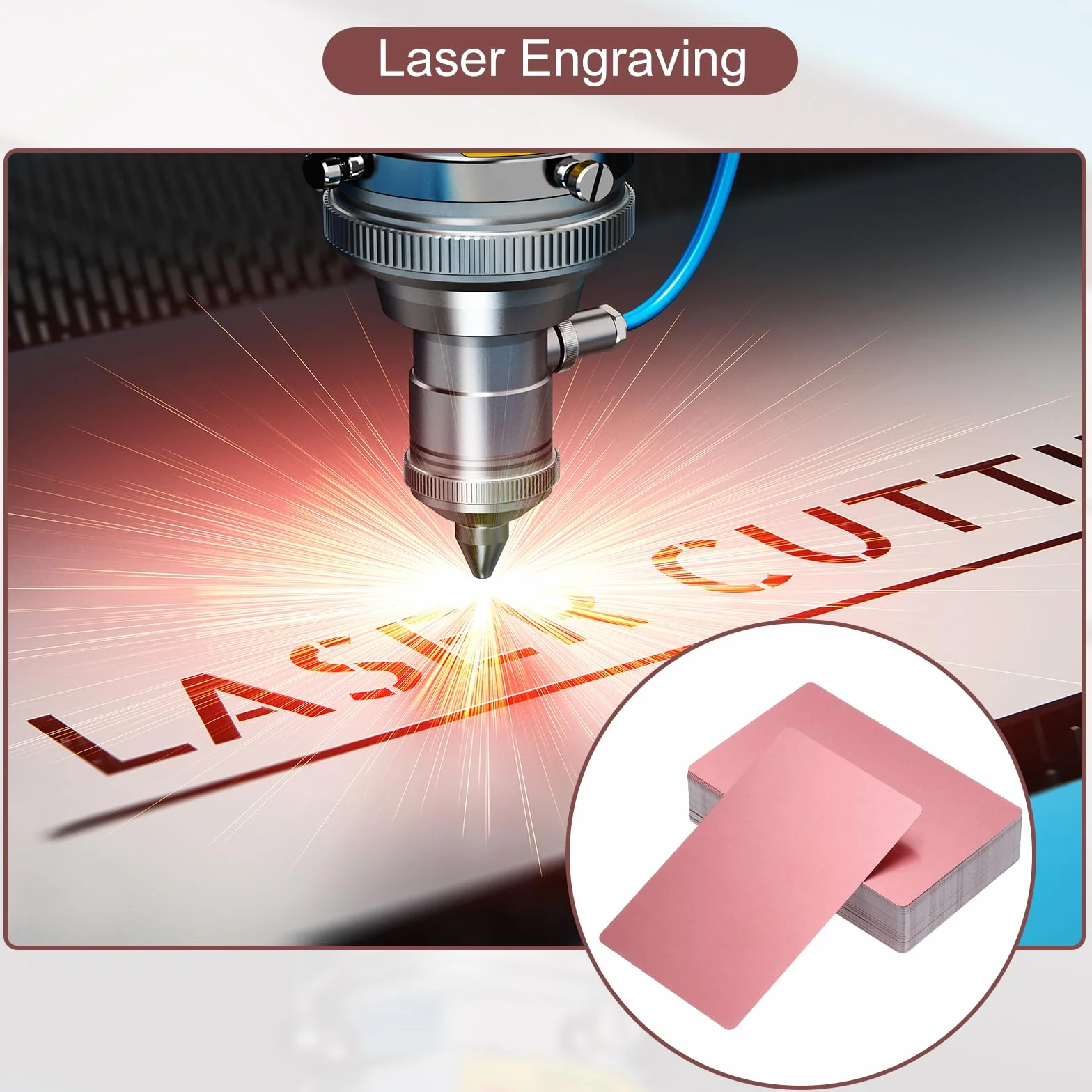 PATIKIL Cartes de visite en métal 0,21 mm aluminium or rose 100 paquets pour gravure laser DIY