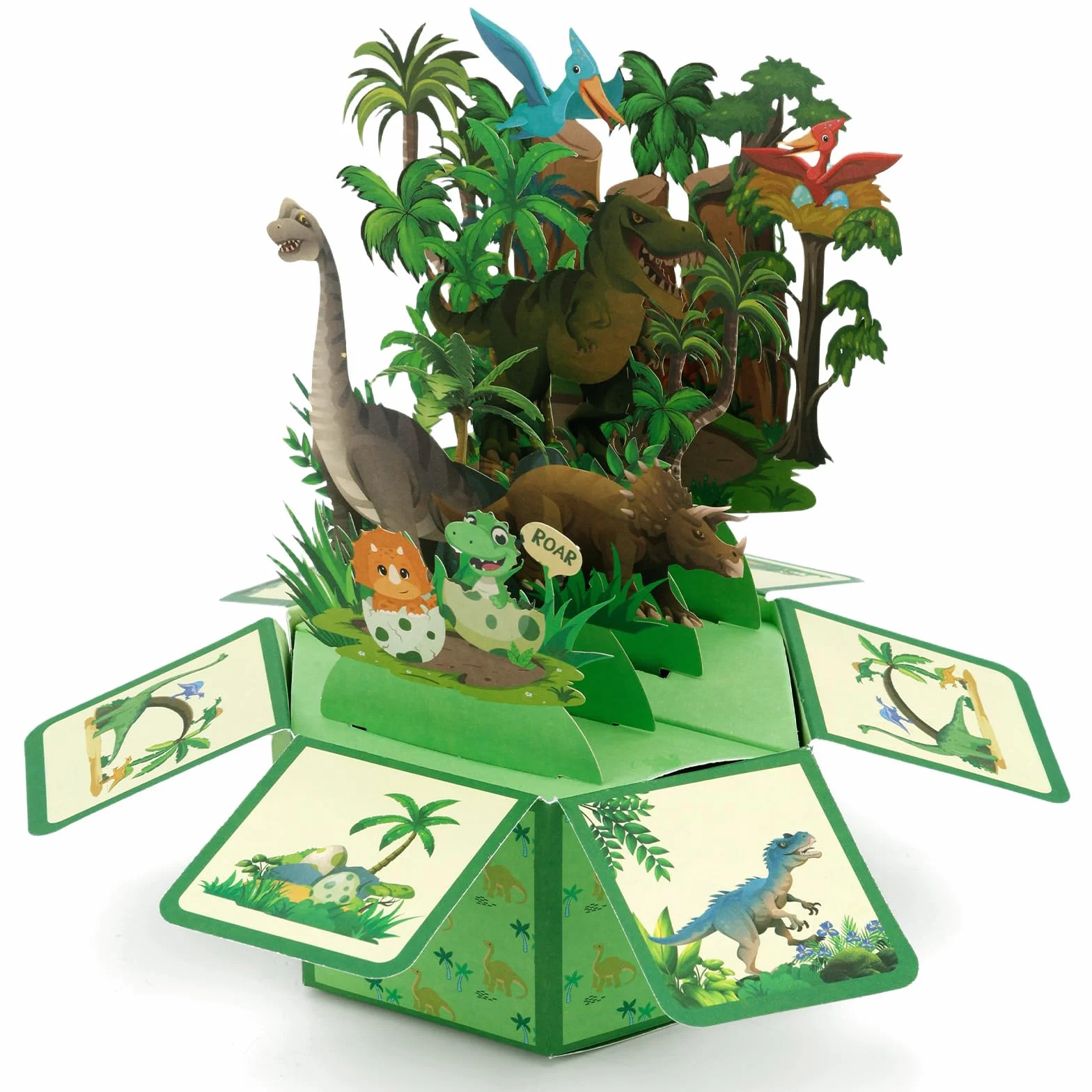 Carte Pop-Up Dinosaure 3D Anniversaire avec Enveloppe pour Enfants Garçons
