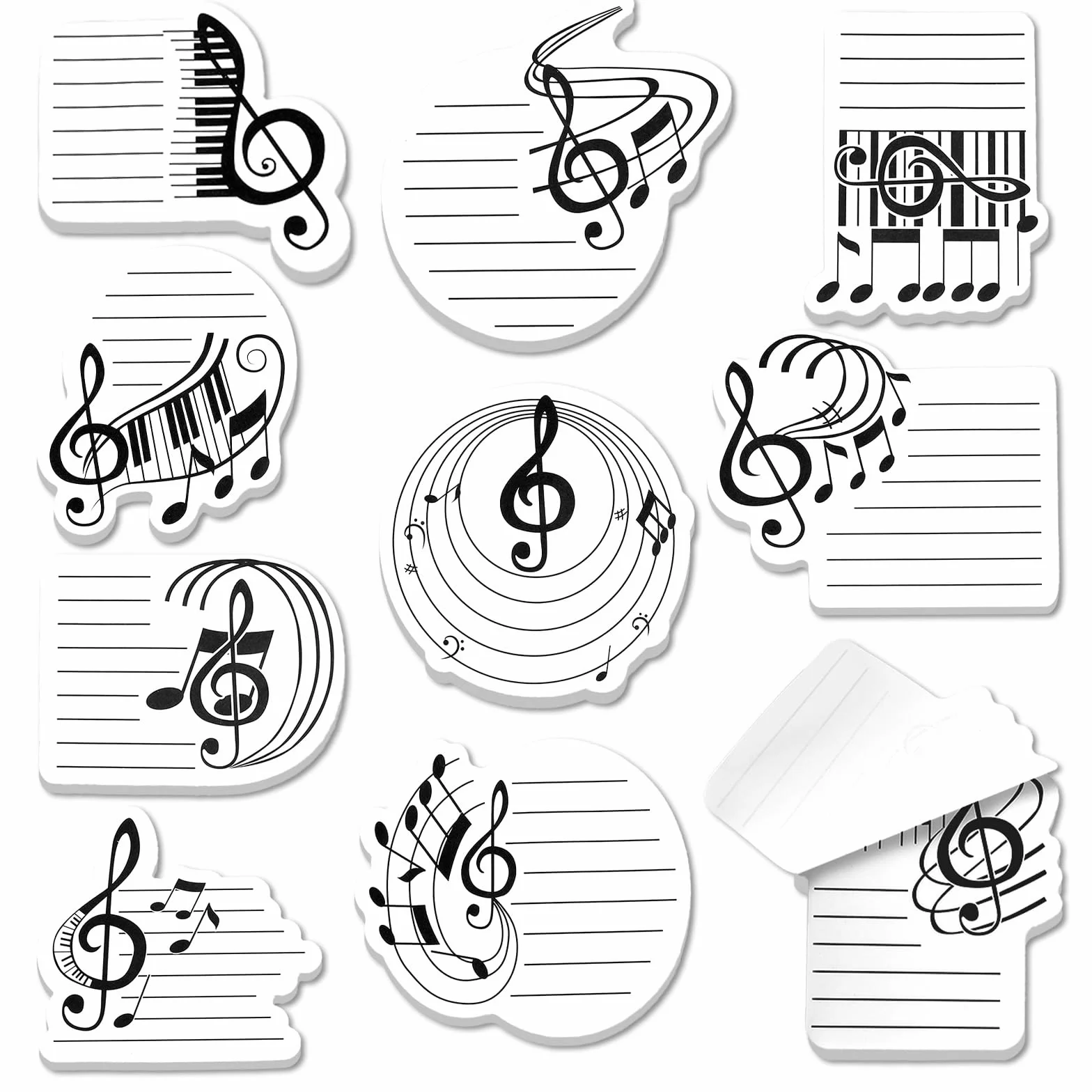 Sticky Notes Auto-adhésifs Thème Musical, 10 Pads 300 Feuilles, pour École, Cadeaux